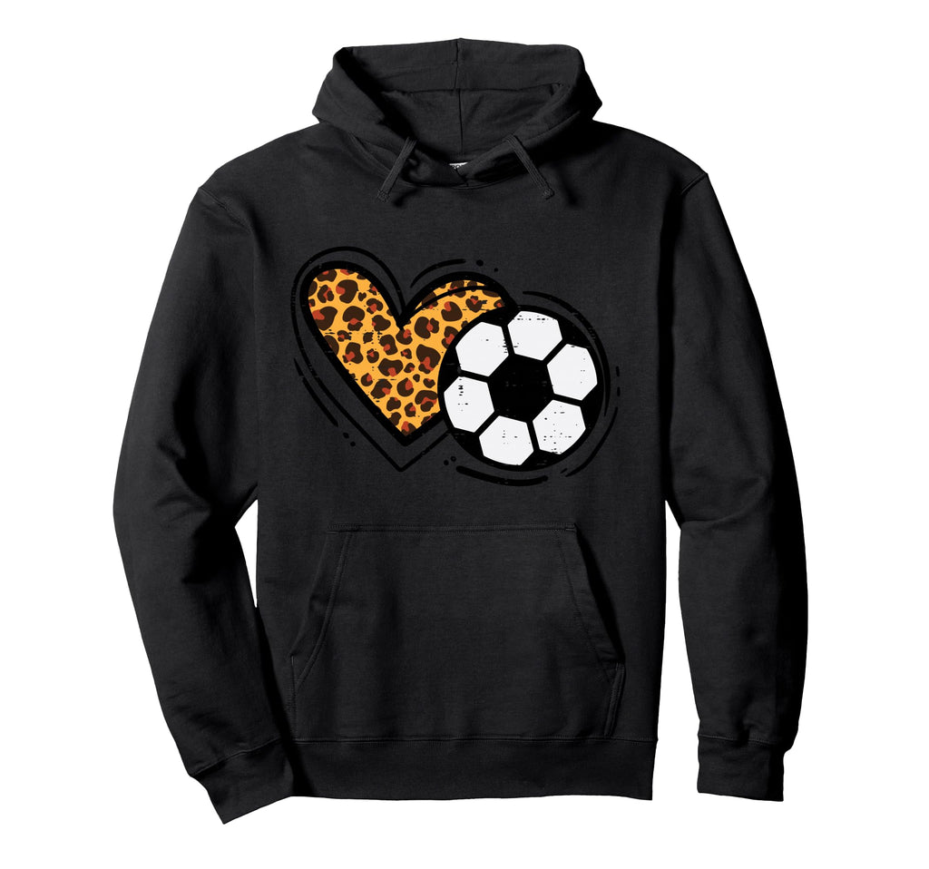 Leopard Heart Soccer Ball Football Mom Hoodie - Minimalist Print Unisex - T-Shirt, Sweatshirt, Hoodie