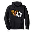 Leopard Heart Soccer Ball Football Mom Hoodie - Minimalist Print Unisex - T-Shirt, Sweatshirt, Hoodie