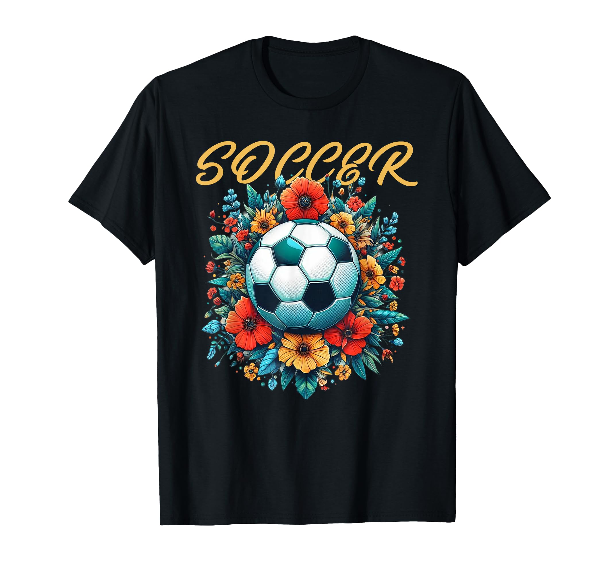 Soccer Ball Floral T-Shirt - Streetwear Style Men Women - T-Shirt, Sweatshirt, Hoodie