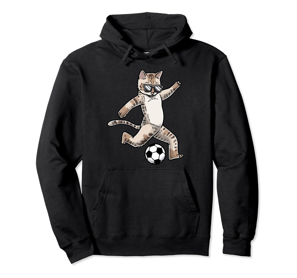 Play Soccer Player Cat Lover Pet Hoodie - Casual Everyday Wear for Adults - T-Shirt, Sweatshirt, Hoodie