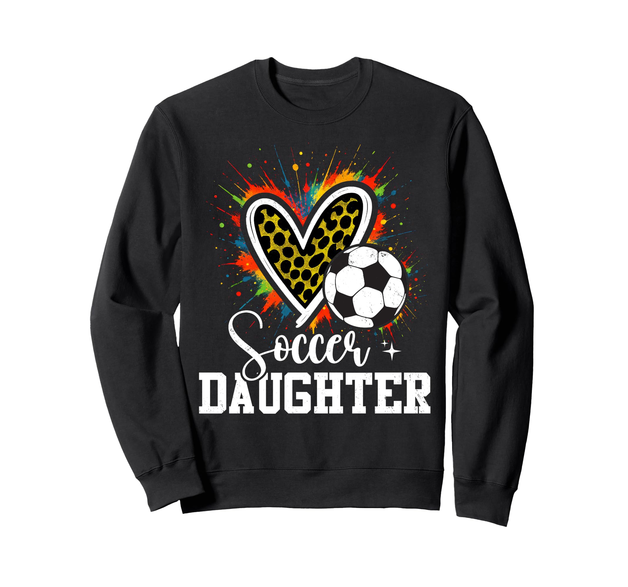 Soccer Daughter Leopard Heart Sweatshirt - Custom Art Print for Adults - T-Shirt, Sweatshirt, Hoodie