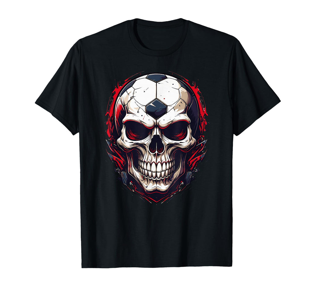 Football Skull Dark Soccer Vibes T-Shirt - Aesthetic Graphic for Adults - T-Shirt, Sweatshirt, Hoodie