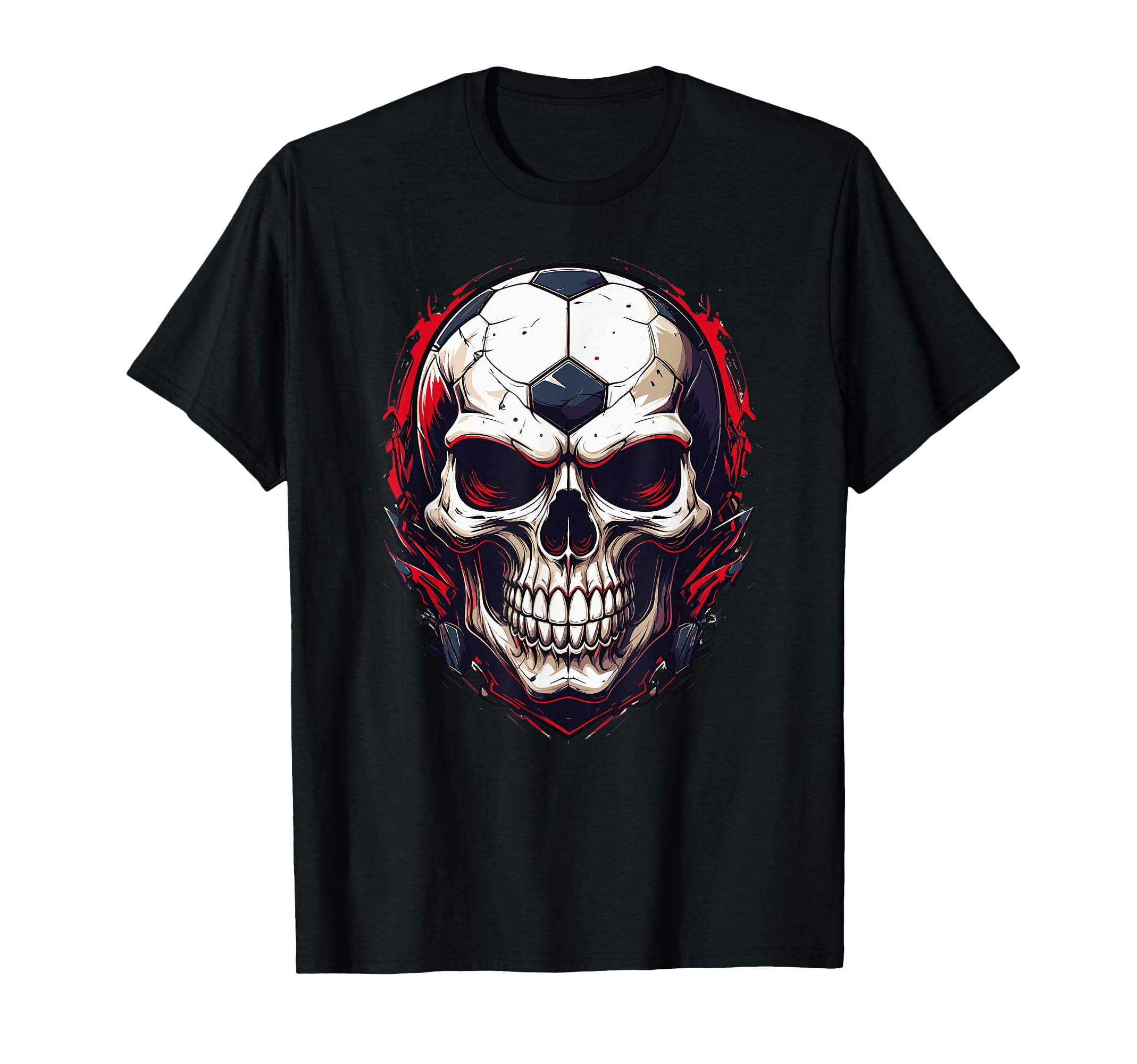 Football Skull Dark Soccer Vibes T-Shirt - Aesthetic Graphic for Adults - T-Shirt, Sweatshirt, Hoodie