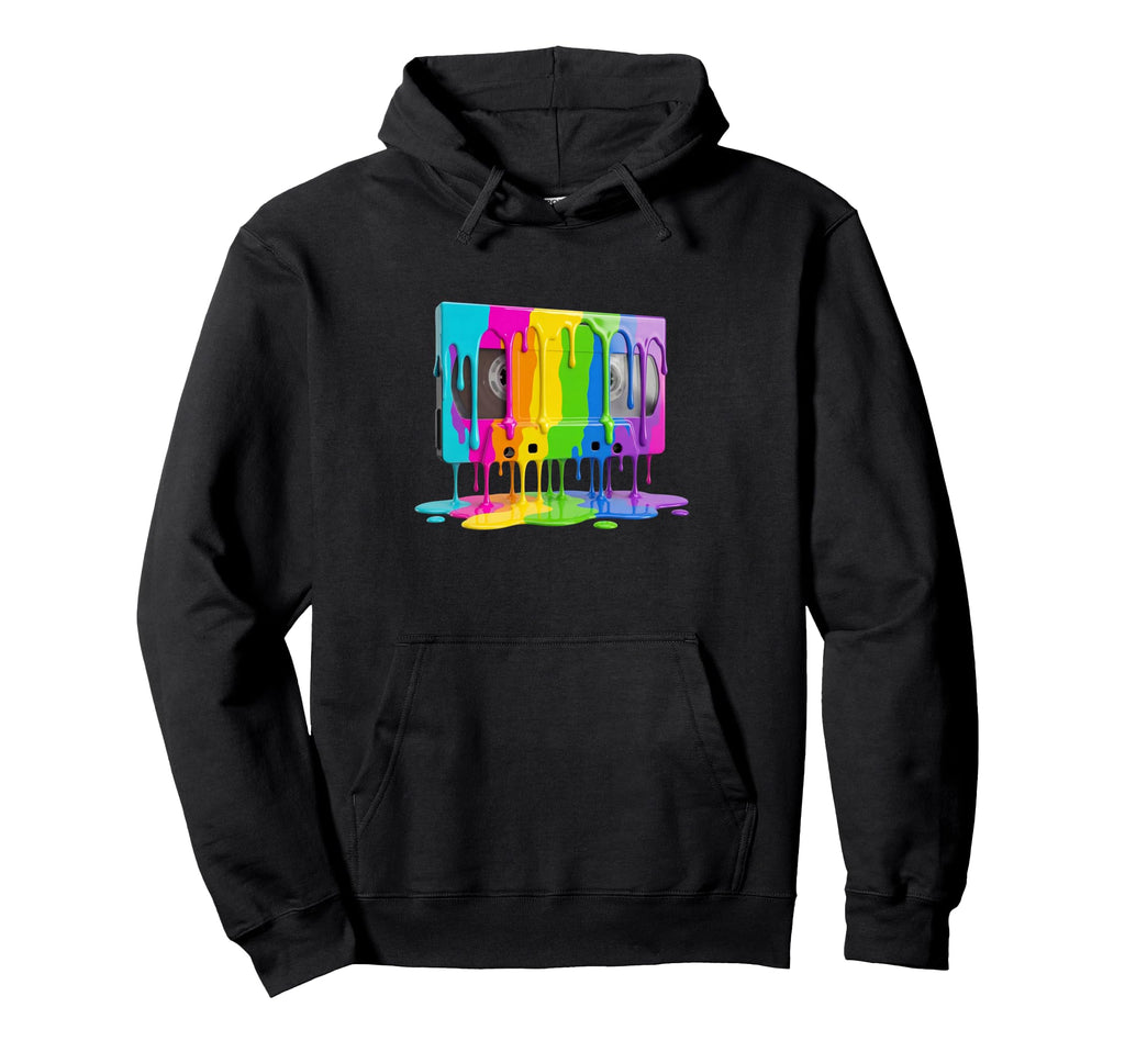 Dripping Paint Vhs Cassette 80S 90S Hoodie - Aesthetic Graphic Unisex - T-Shirt, Sweatshirt, Hoodie