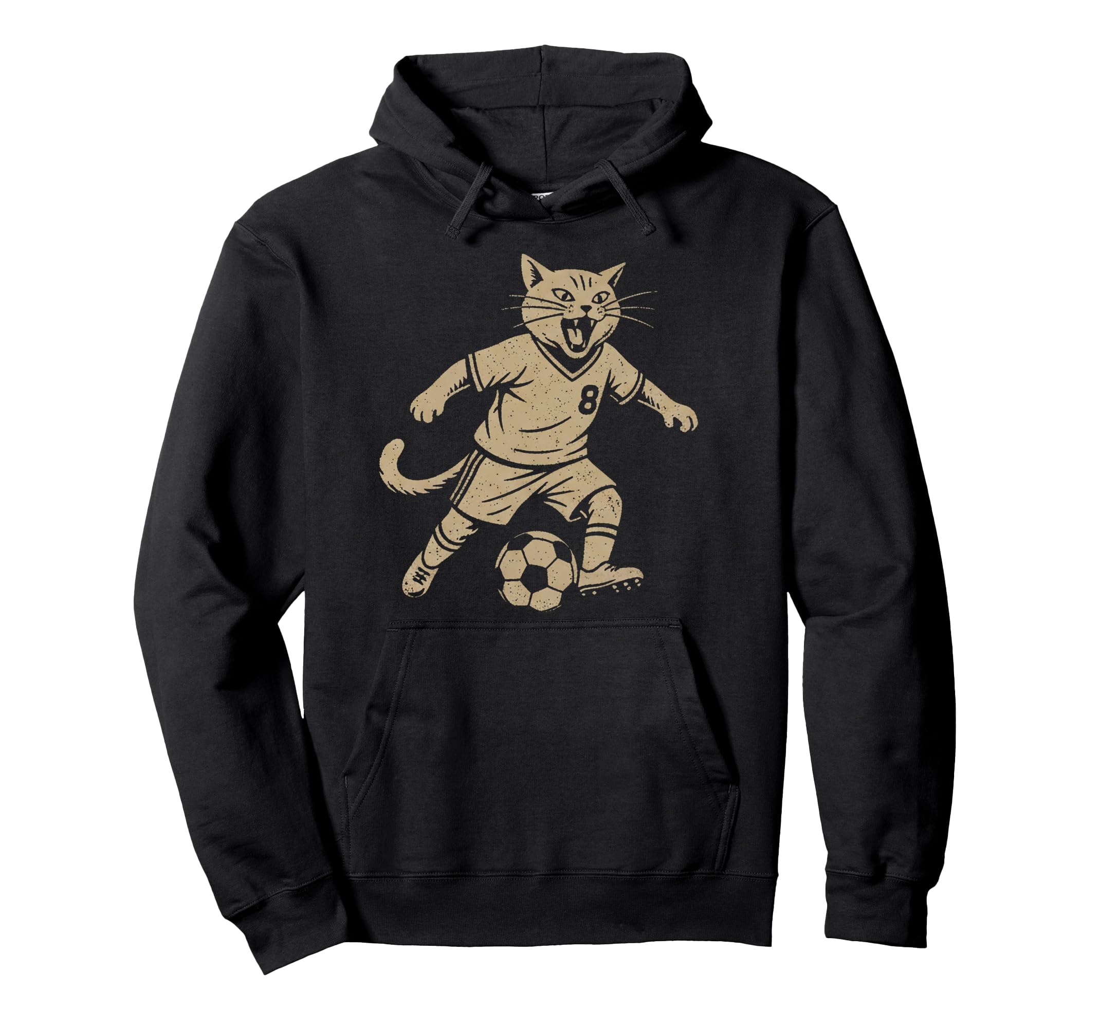 Cat Playing Football Soccer Hoodie - Unique Graphic for Adults - T-Shirt, Sweatshirt, Hoodie