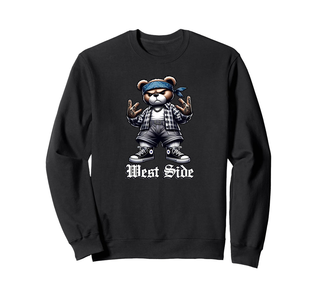 West Coast Hip Hop Teddy Bear Old Sweatshirt - Custom Art Print Men Women - T-Shirt, Sweatshirt, Hoodie