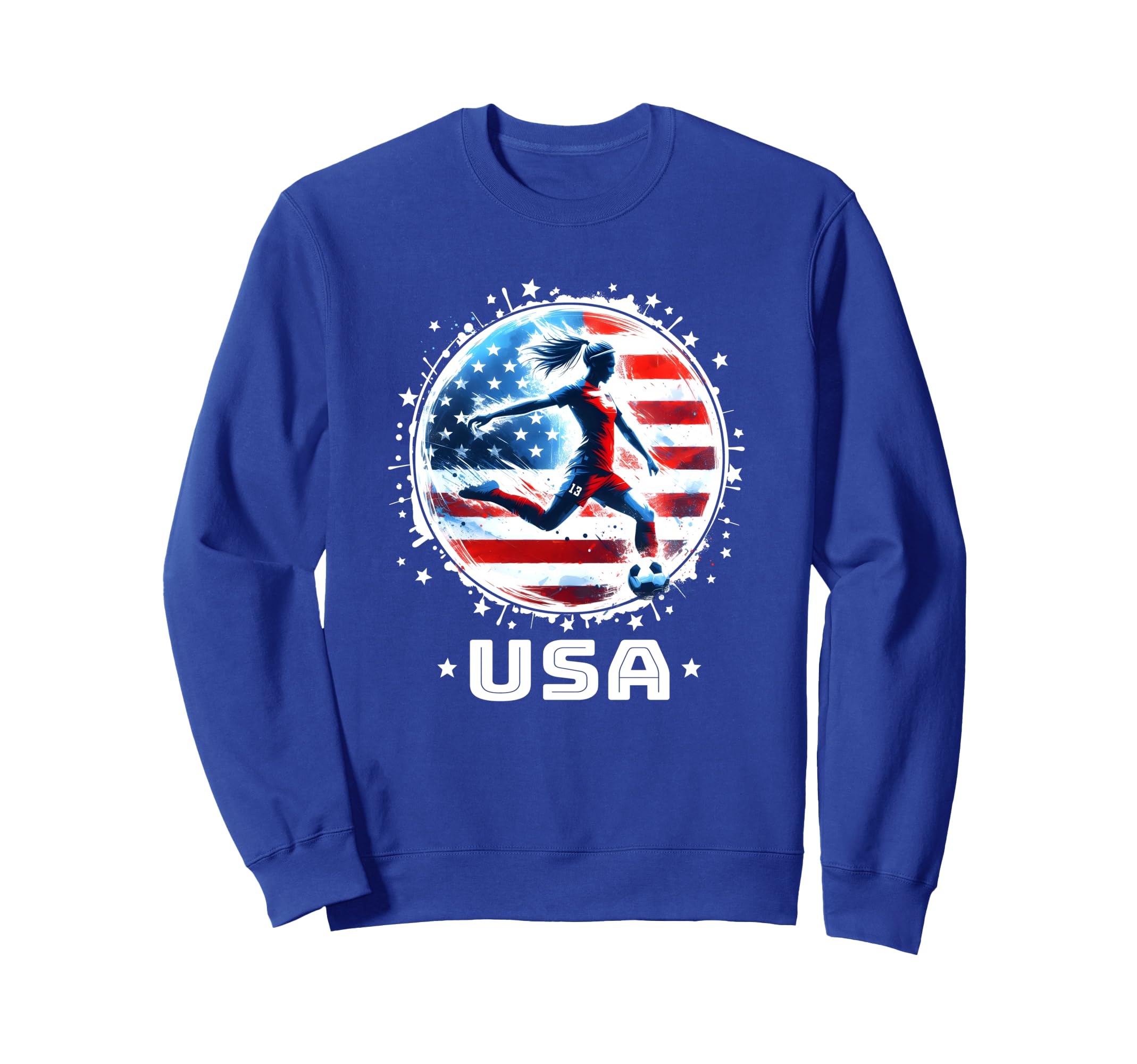 Womens Soccer Team American Flag Sweatshirt - Unique Graphic for Adults - T-Shirt, Sweatshirt, Hoodie