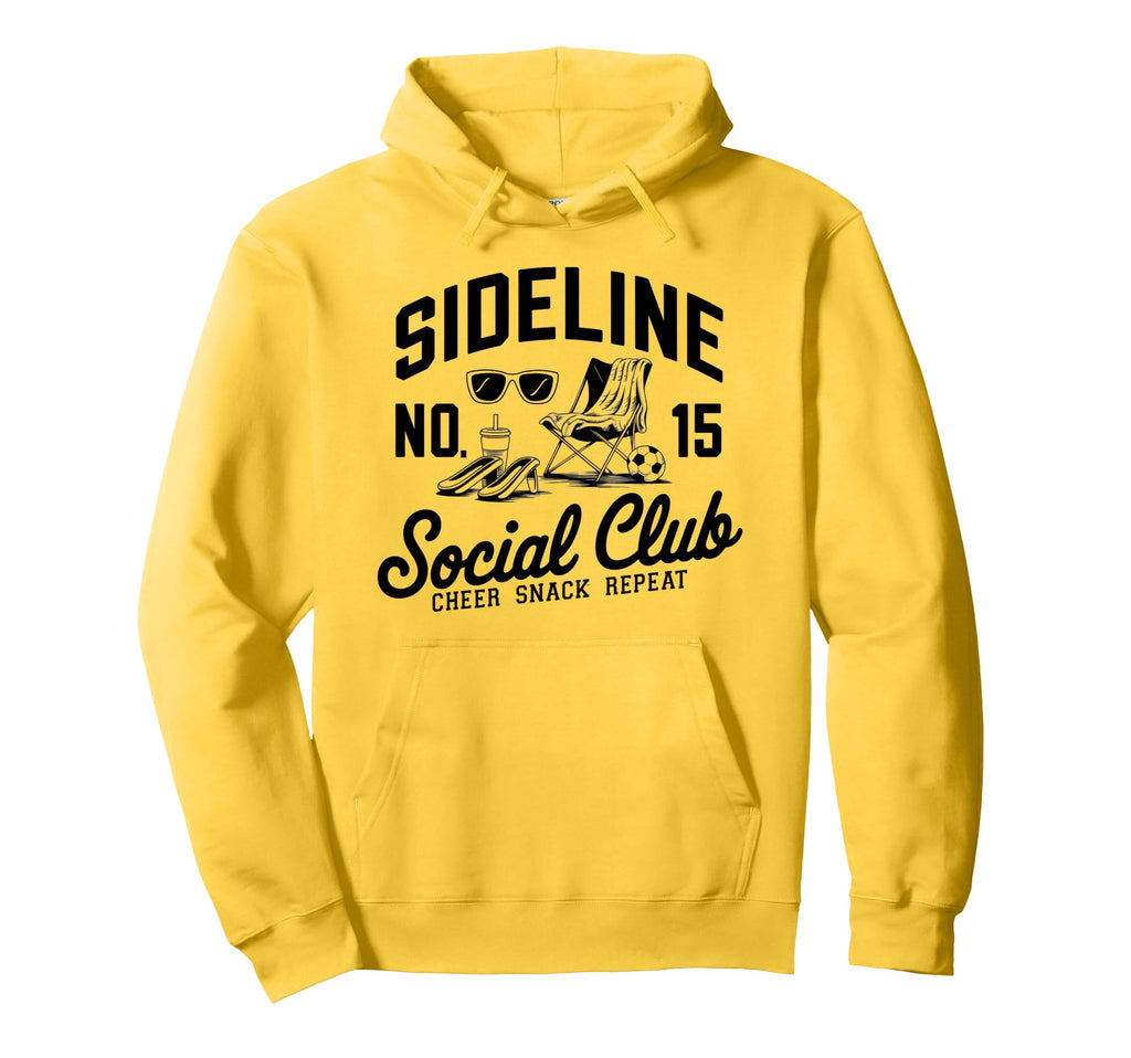 Sideline Social Club Soccer Mom Game Day Hoodie - Trendy Graphic Unisex - T-Shirt, Sweatshirt, Hoodie