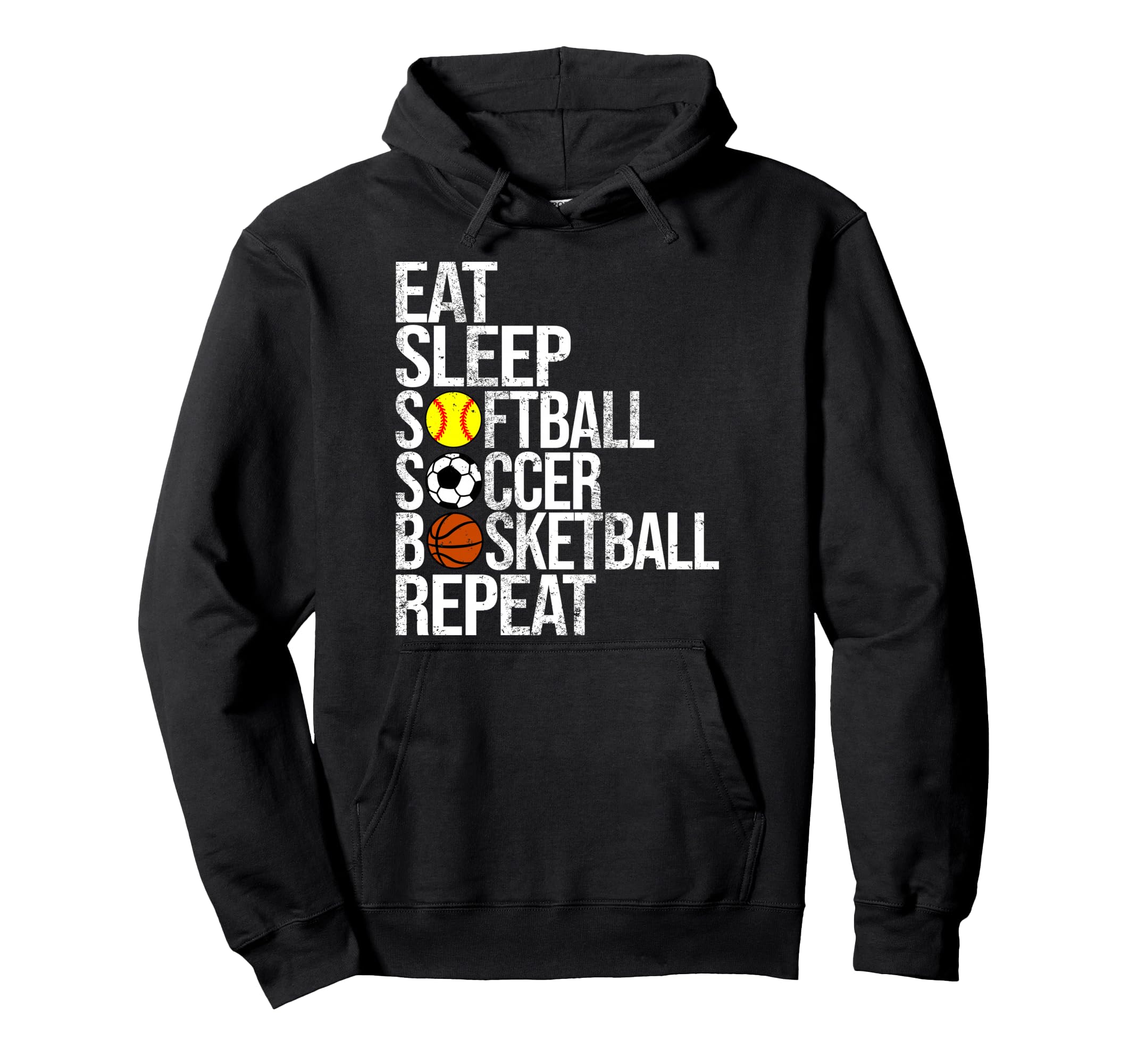 Eat Sleep Softball Soccer Hoodie - Casual Everyday Wear for Adults - T-Shirt, Sweatshirt, Hoodie