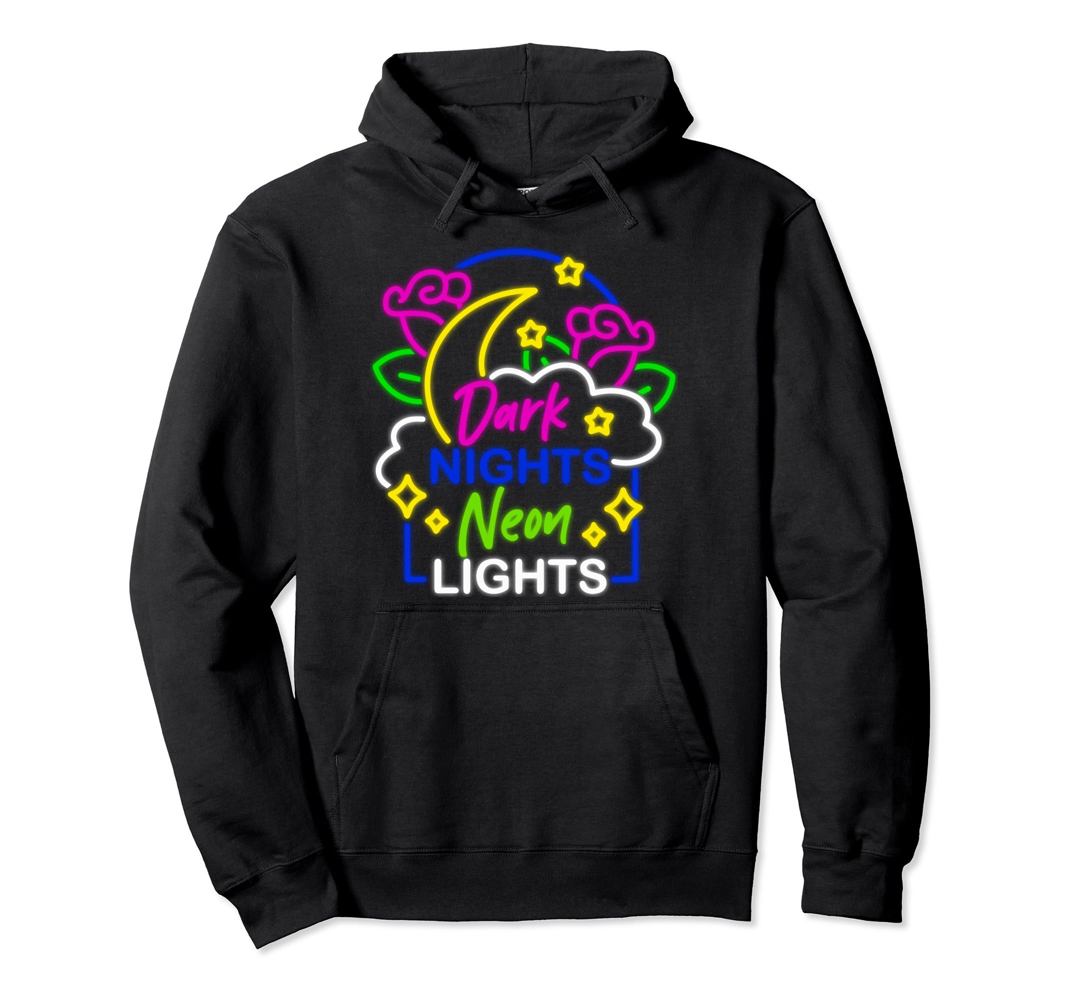 Dark Nights Neon Lights Gothic Occult Hoodie - Custom Art Print for Adults - T-Shirt, Sweatshirt, Hoodie