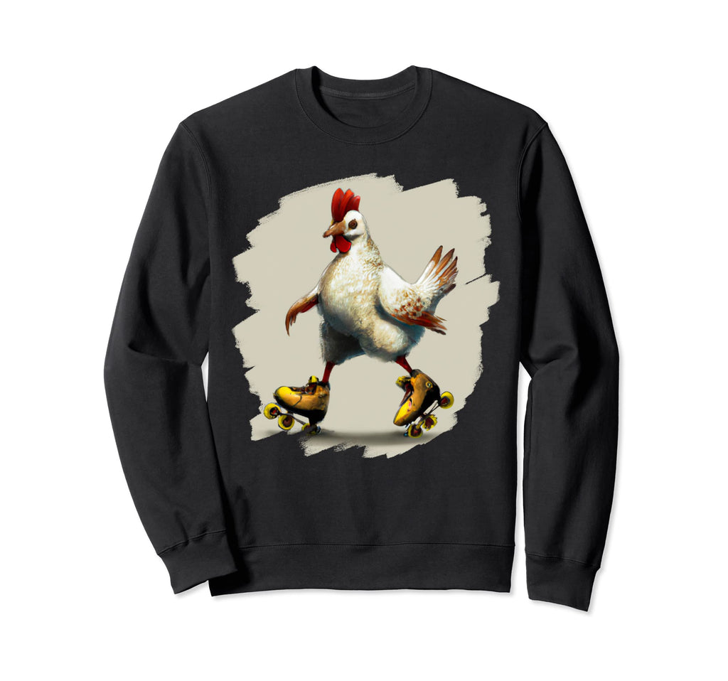Funny Chicken Roller Skates Farm Sweatshirt - Aesthetic Graphic for Adults - T-Shirt, Sweatshirt, Hoodie