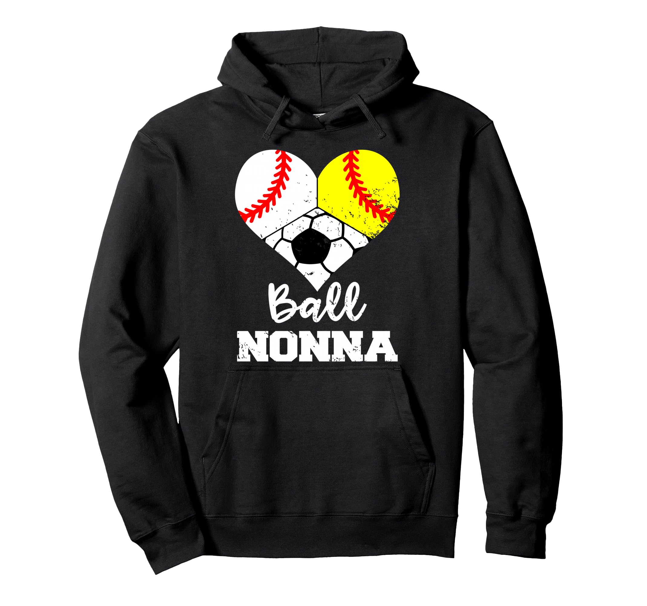 Ball Nonna Heart Funny Baseball Softball Hoodie - Minimalist Print Unisex - T-Shirt, Sweatshirt, Hoodie