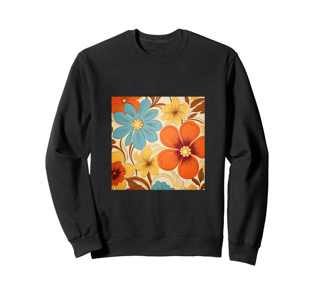 70S Wallpaper Flowers Floral Sweatshirt - Casual Everyday Wear Men Women - T-Shirt, Sweatshirt, Hoodie