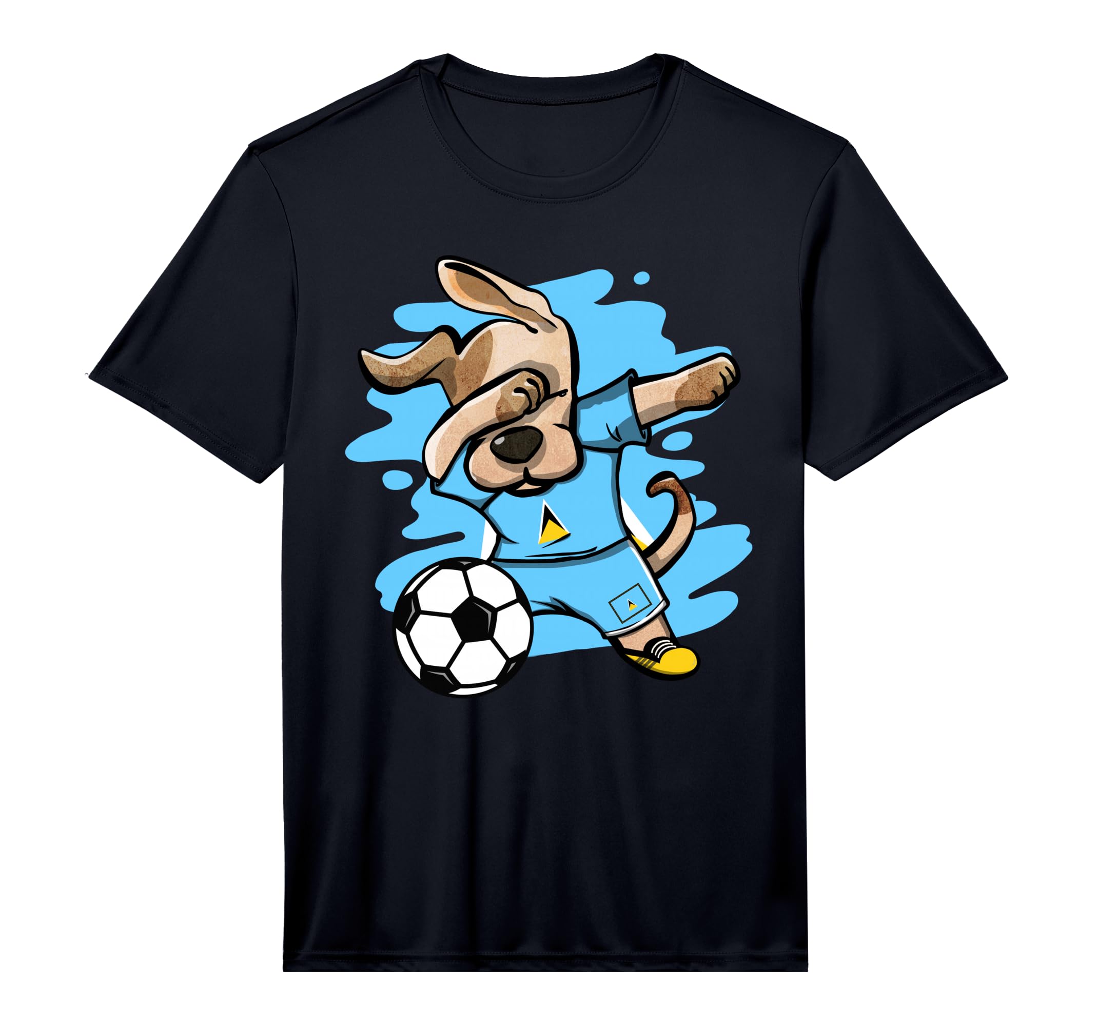 Dabbing Dog Saint Lucia Soccer Fans T-Shirt - Novelty Apparel Men Women - T-Shirt, Sweatshirt, Hoodie