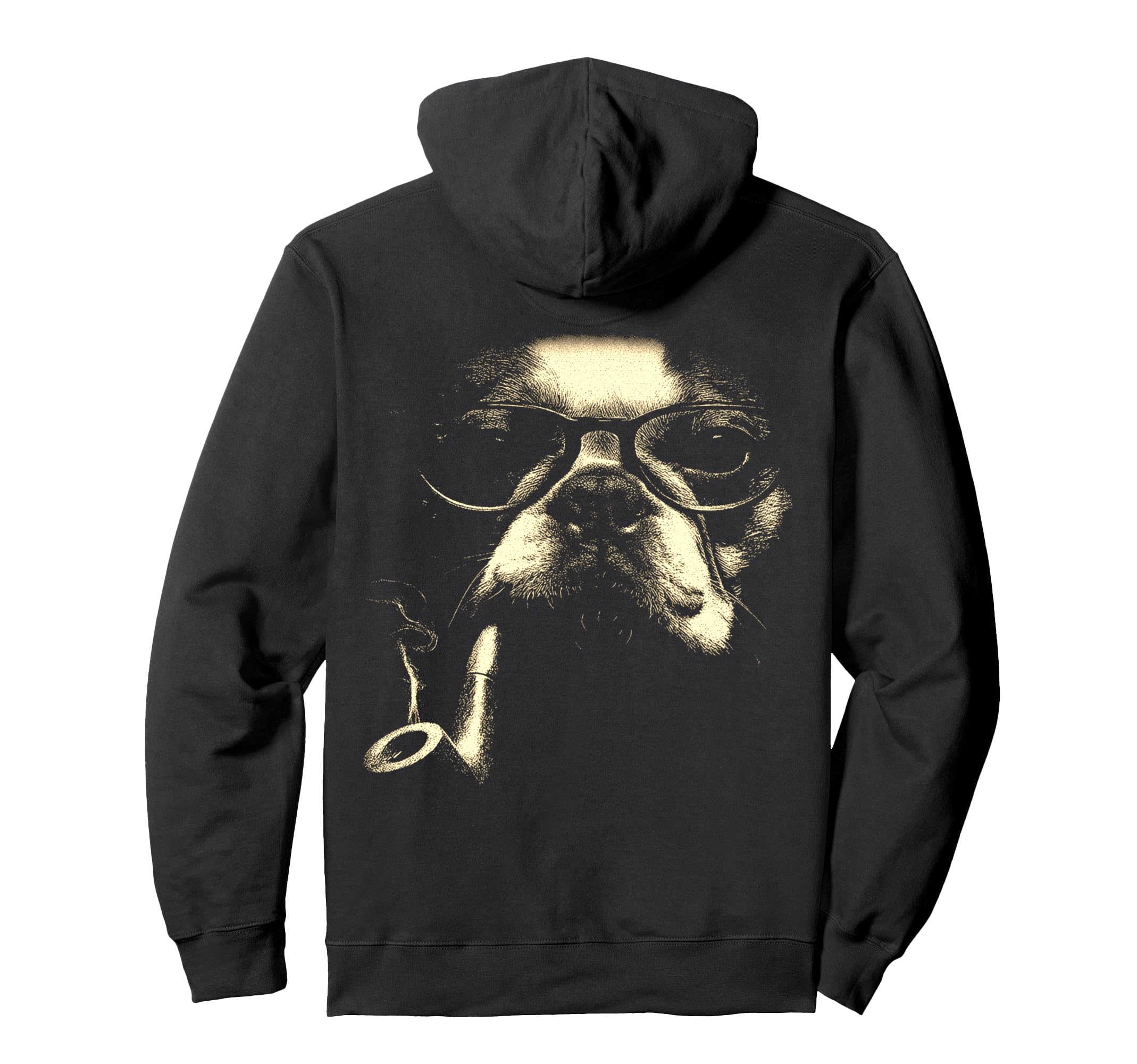 French Bulldog Glasses Smoking Pipe Hoodie - Fun Novelty Design Unisex - T-Shirt, Sweatshirt, Hoodie