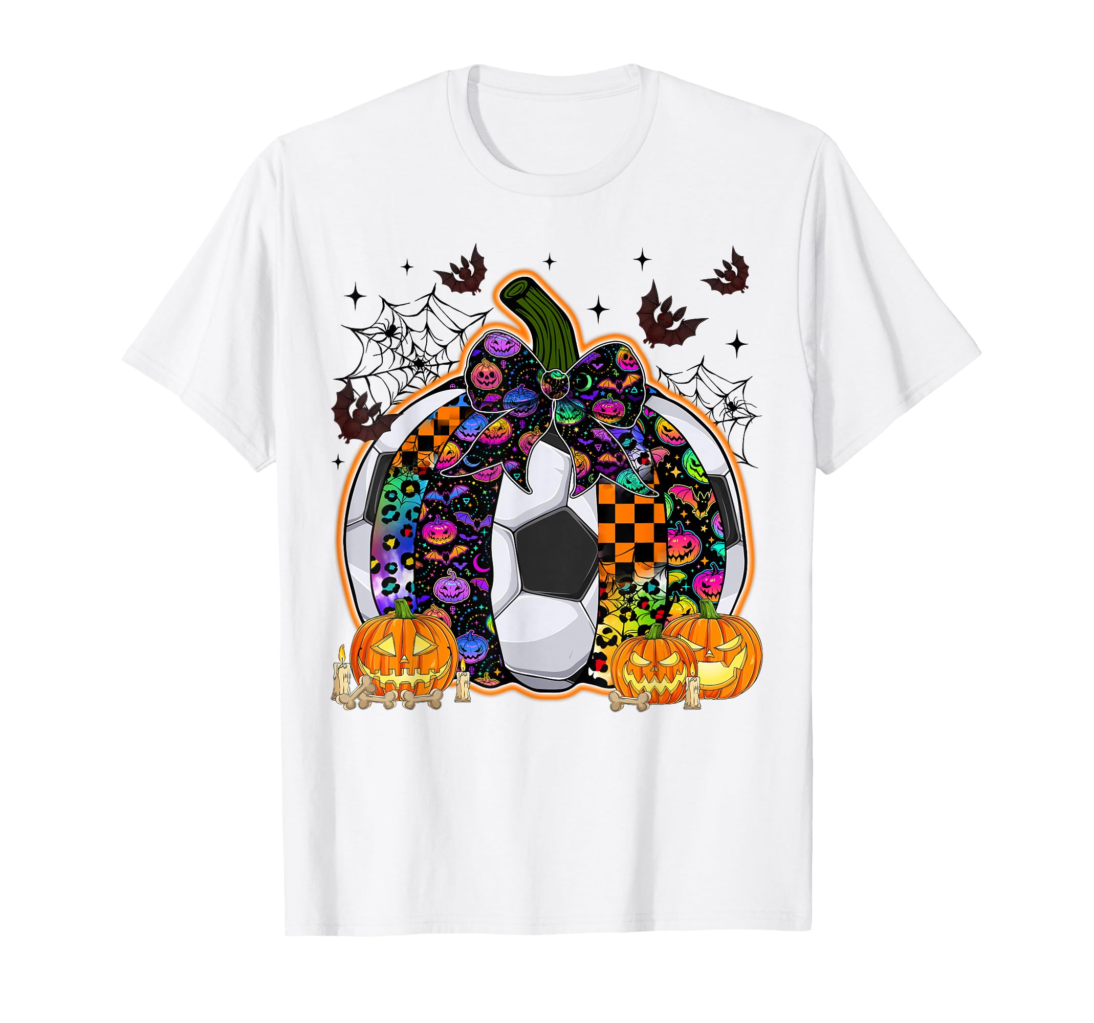 Pumpkin Soccer Bow Happy Halloween T-Shirt - Fun Novelty Design Unisex - T-Shirt, Sweatshirt, Hoodie