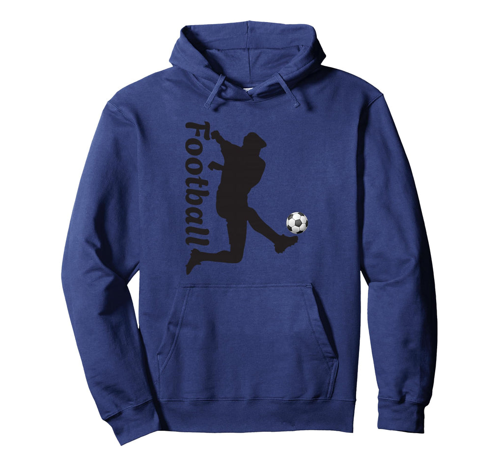 Football Soccer Player Kick Action Hoodie - Fun Novelty Design Men Women - T-Shirt, Sweatshirt, Hoodie
