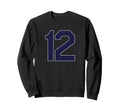 Navy Number 12 Athlete Sports Jersey Sweatshirt - Graphic Print Unisex - T-Shirt, Sweatshirt, Hoodie