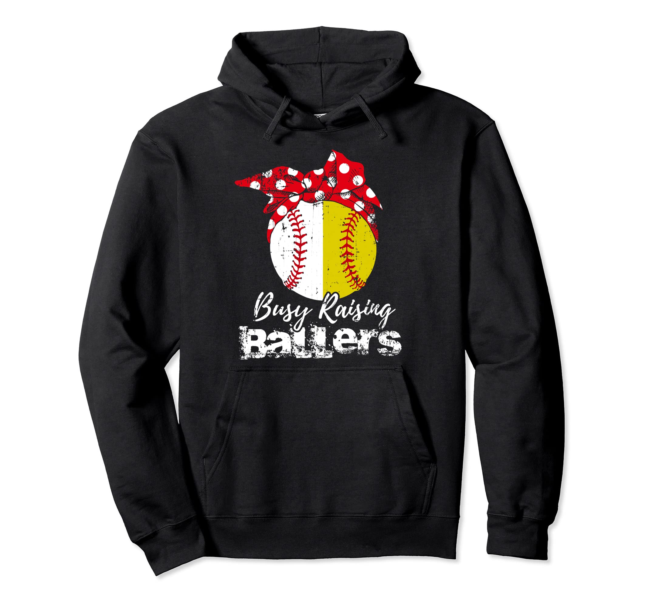 Busy Raising Ballers Softball Hoodie - Casual Everyday Wear Unisex - T-Shirt, Sweatshirt, Hoodie