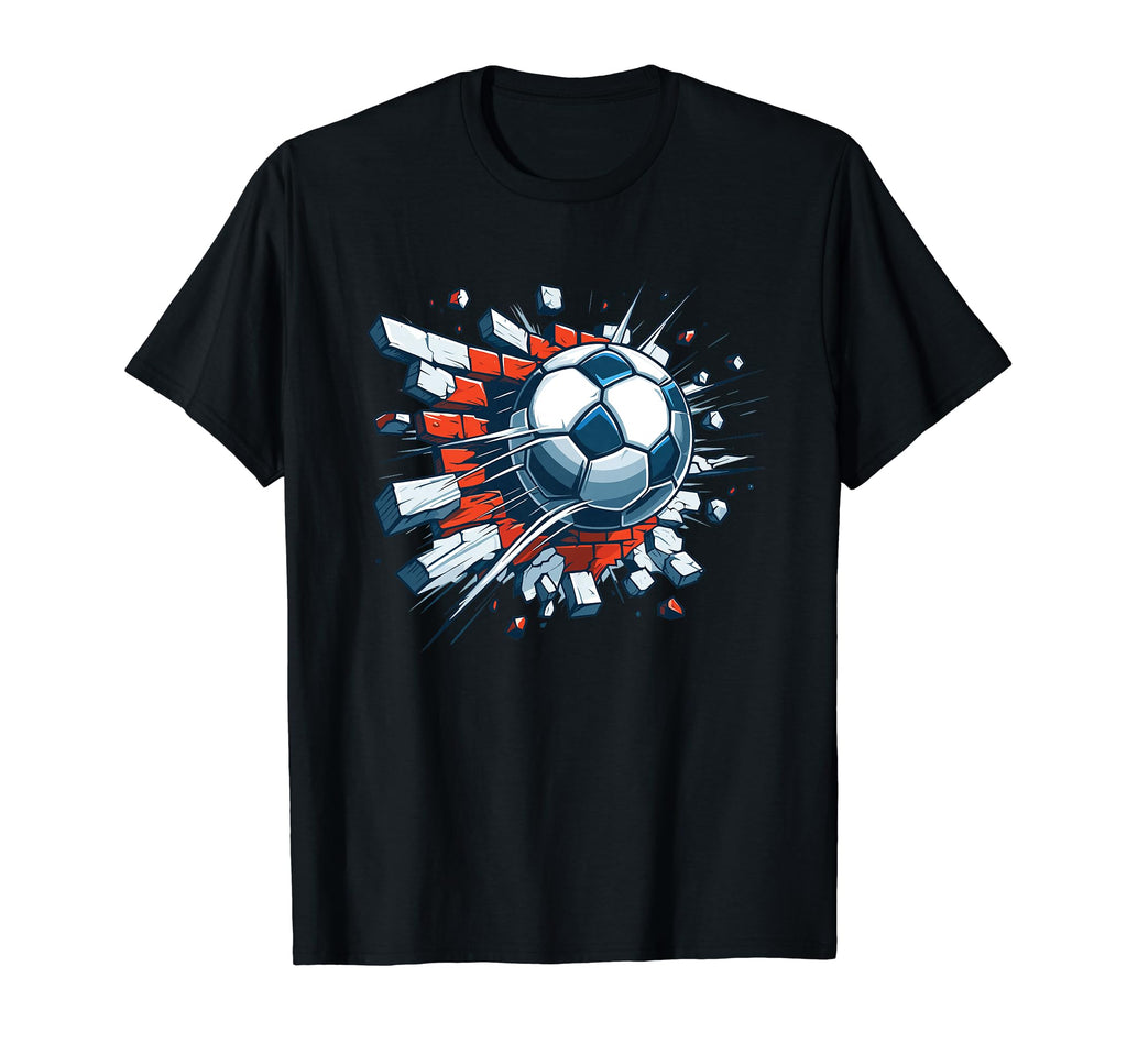Soccer Ball Break Wall Soccer Sports T-Shirt - Custom Art Print for Adults - T-Shirt, Sweatshirt, Hoodie