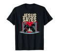 Jesus Saves Ice Hockey Goalkeeper T-Shirt - Graphic Print Unisex - T-Shirt, Sweatshirt, Hoodie