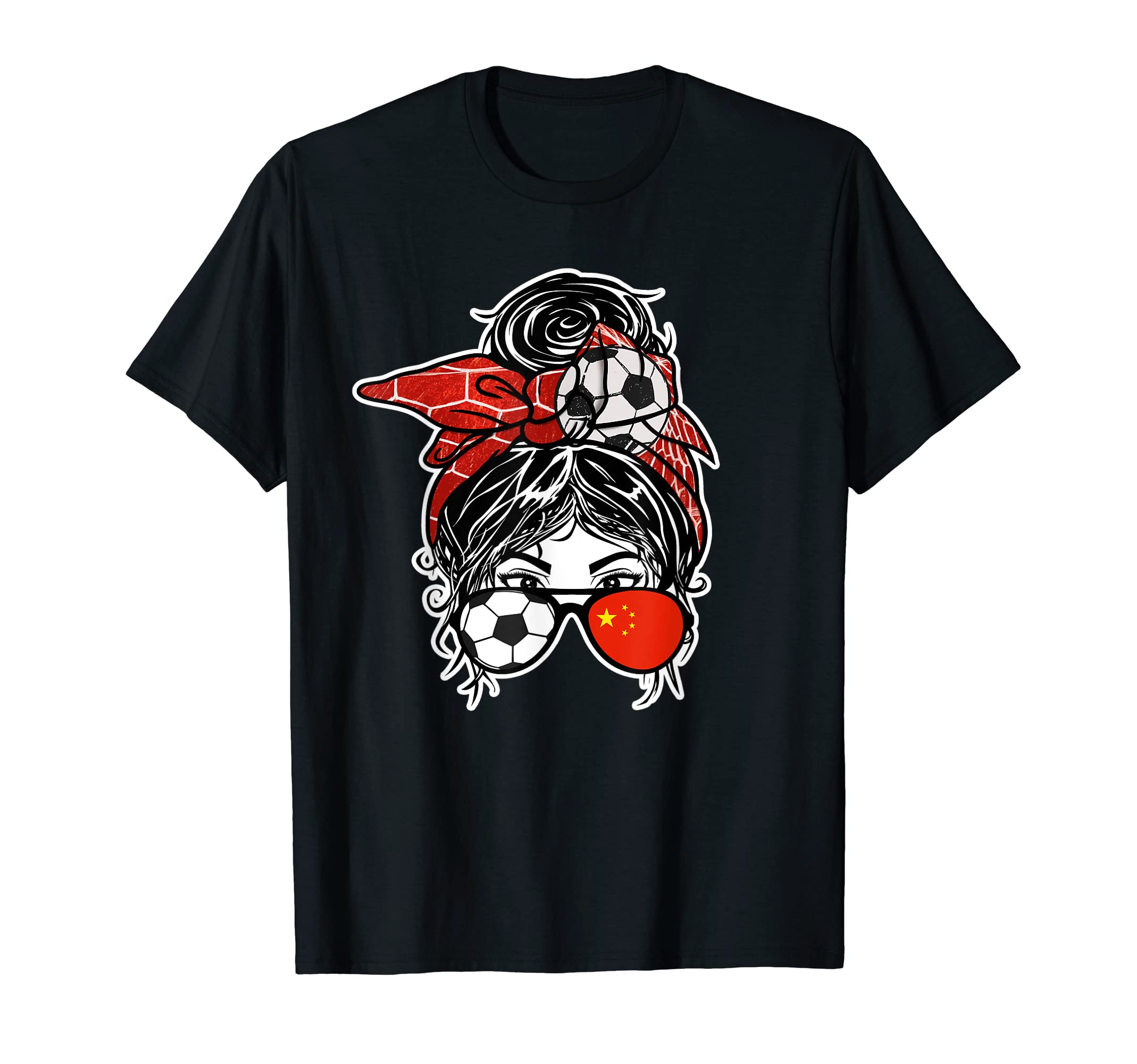 Messy Bun Hair Chinese Soccer China T-Shirt - Casual Everyday Wear Unisex - T-Shirt, Sweatshirt, Hoodie