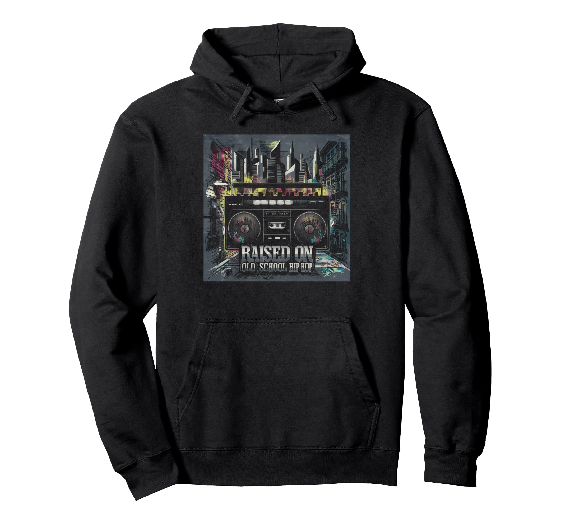 Raised Old School Graffiti Rap Hip Hop Hoodie - Trendy Graphic Unisex - T-Shirt, Sweatshirt, Hoodie