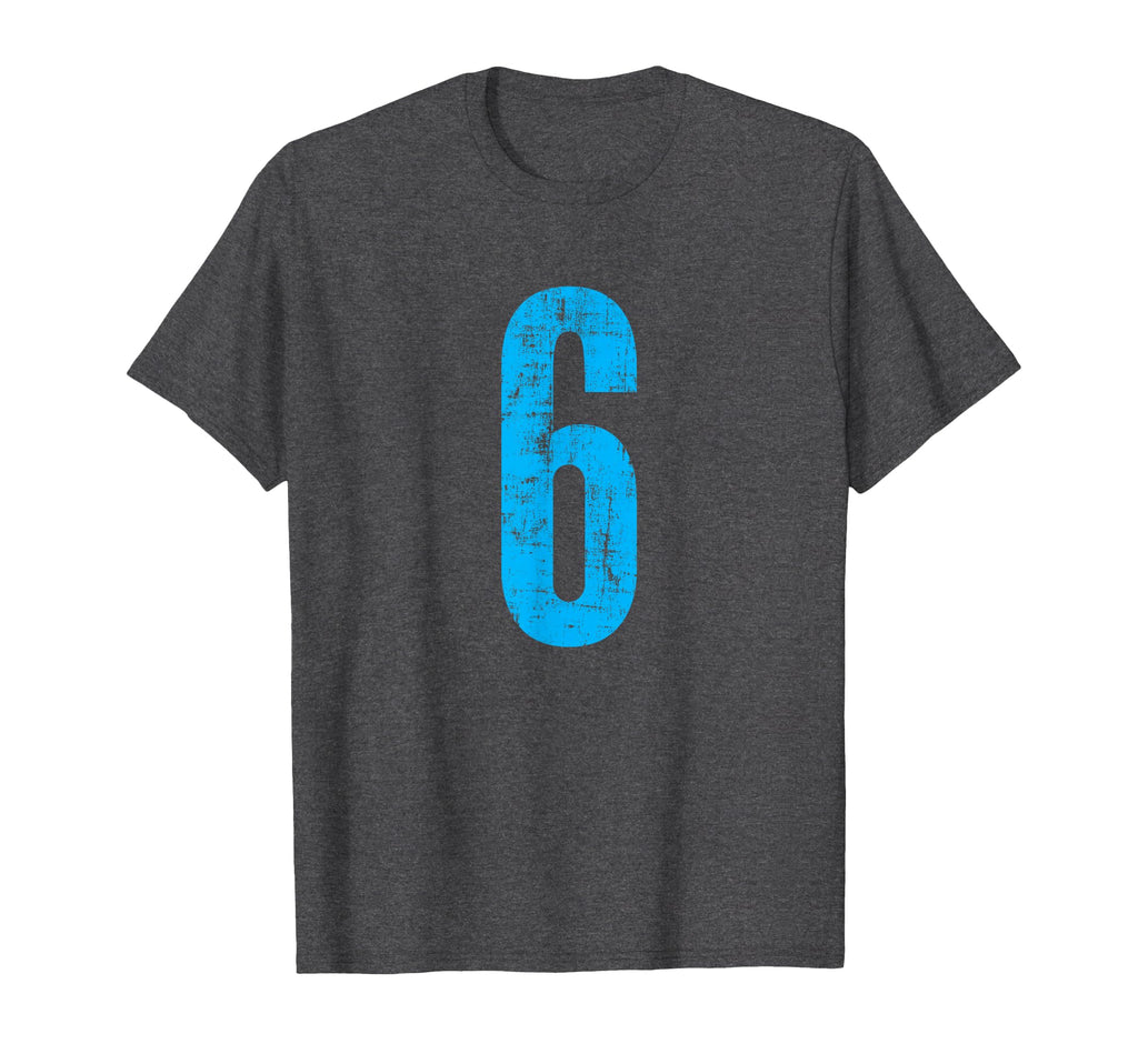 Number 6 Six Distressed Sport Team Player T-Shirt - Novelty Apparel Unisex - T-Shirt, Sweatshirt, Hoodie