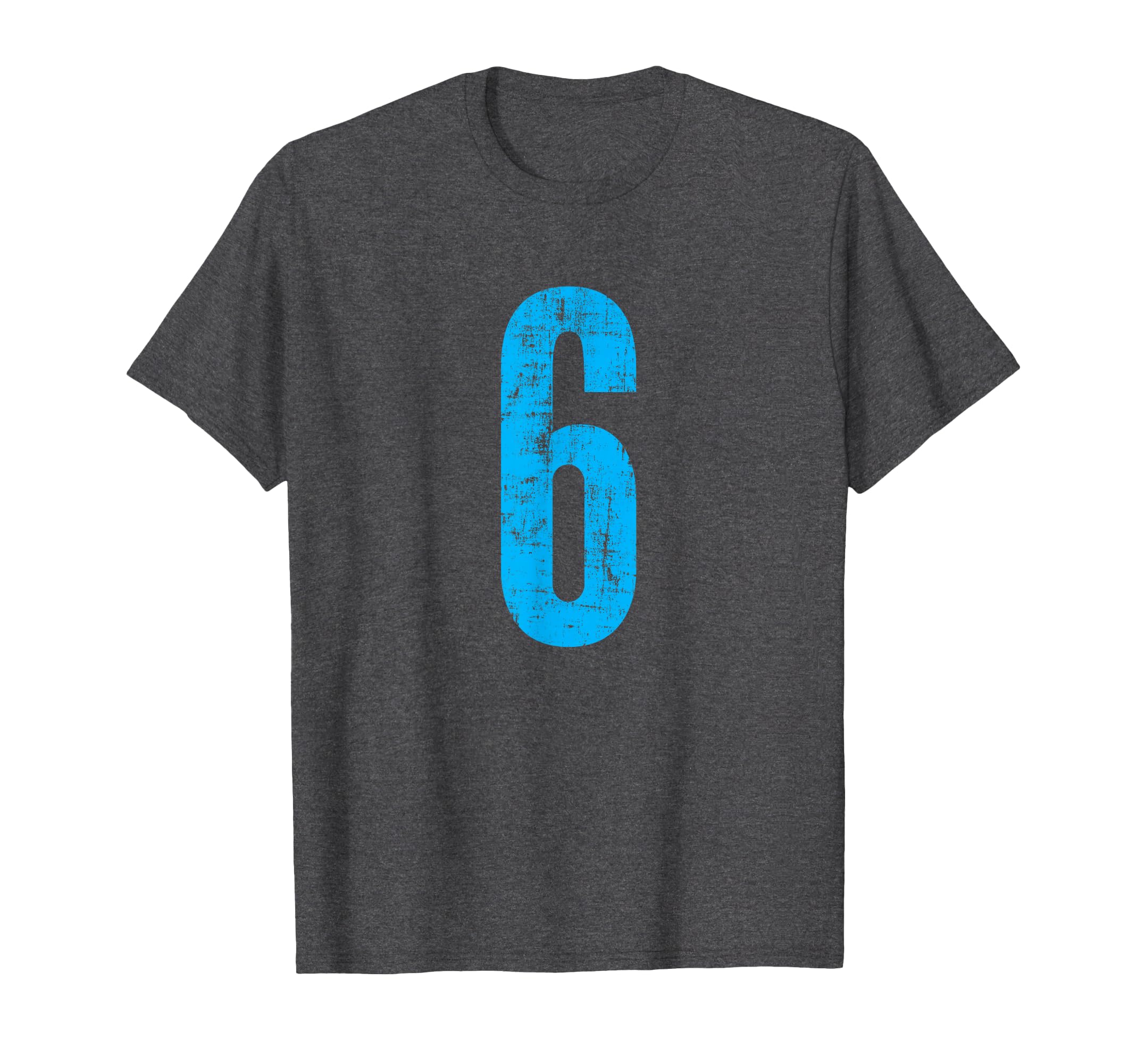 Number 6 Six Distressed Sport Team Player T-Shirt - Novelty Apparel Unisex - T-Shirt, Sweatshirt, Hoodie