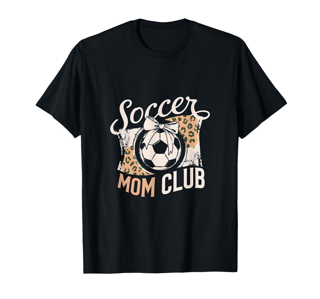 Soccer Mom Club Leopard Bow Mama Pride T-Shirt - Graphic Print Unisex - T-Shirt, Sweatshirt, Hoodie