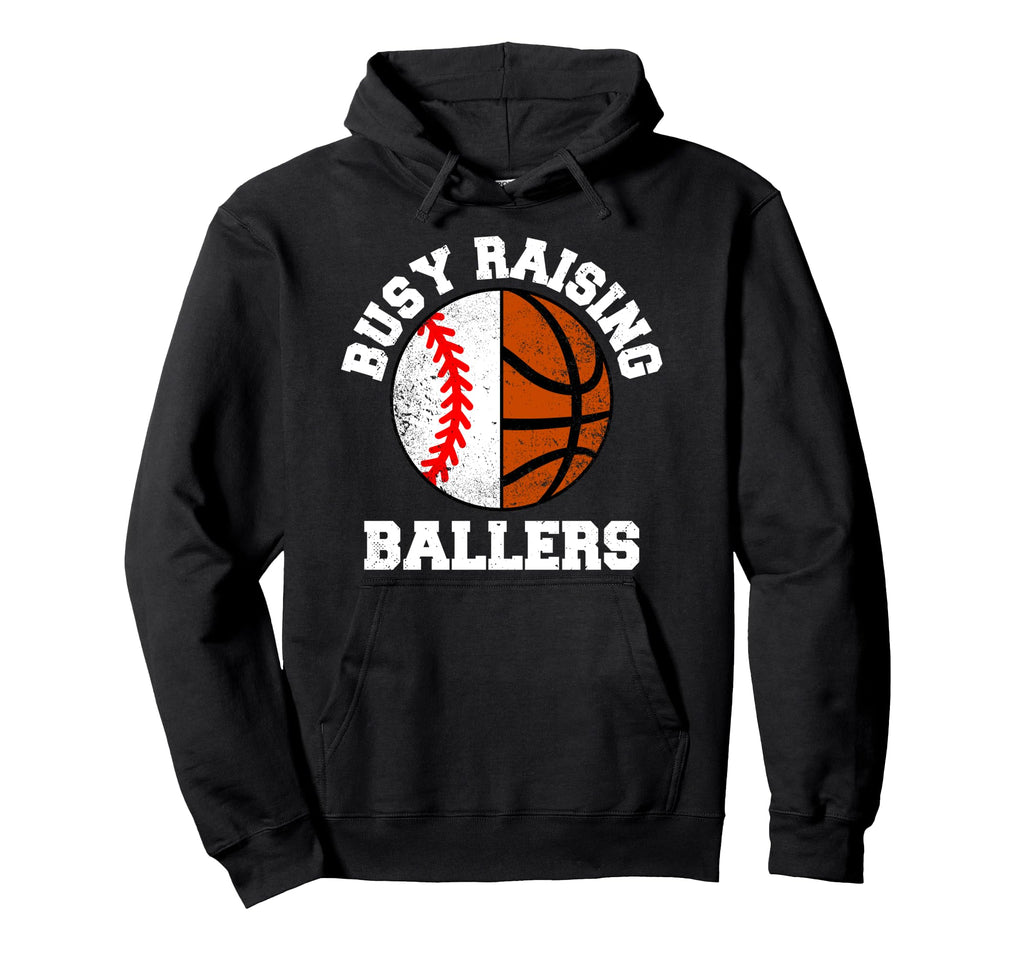 Busy Raising Ballers Funny Baseball Hoodie - Minimalist Print Unisex - T-Shirt, Sweatshirt, Hoodie