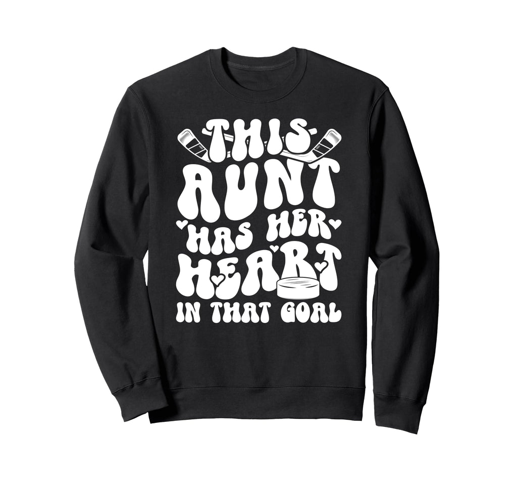 Groovy Hockey Goalie Aunt Hockey Sweatshirt - Graphic Print Men Women - T-Shirt, Sweatshirt, Hoodie