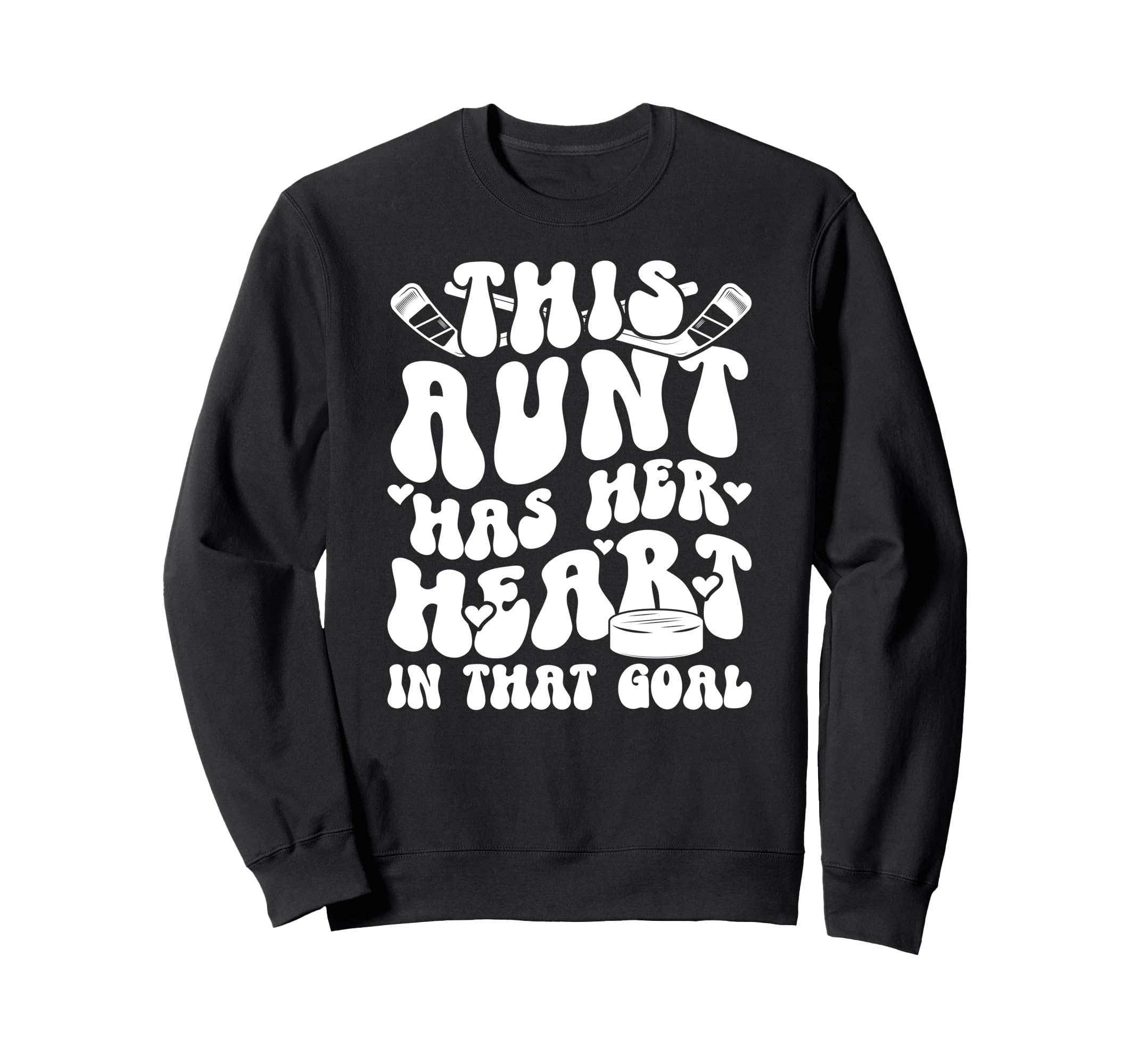 Groovy Hockey Goalie Aunt Hockey Sweatshirt - Graphic Print Men Women - T-Shirt, Sweatshirt, Hoodie