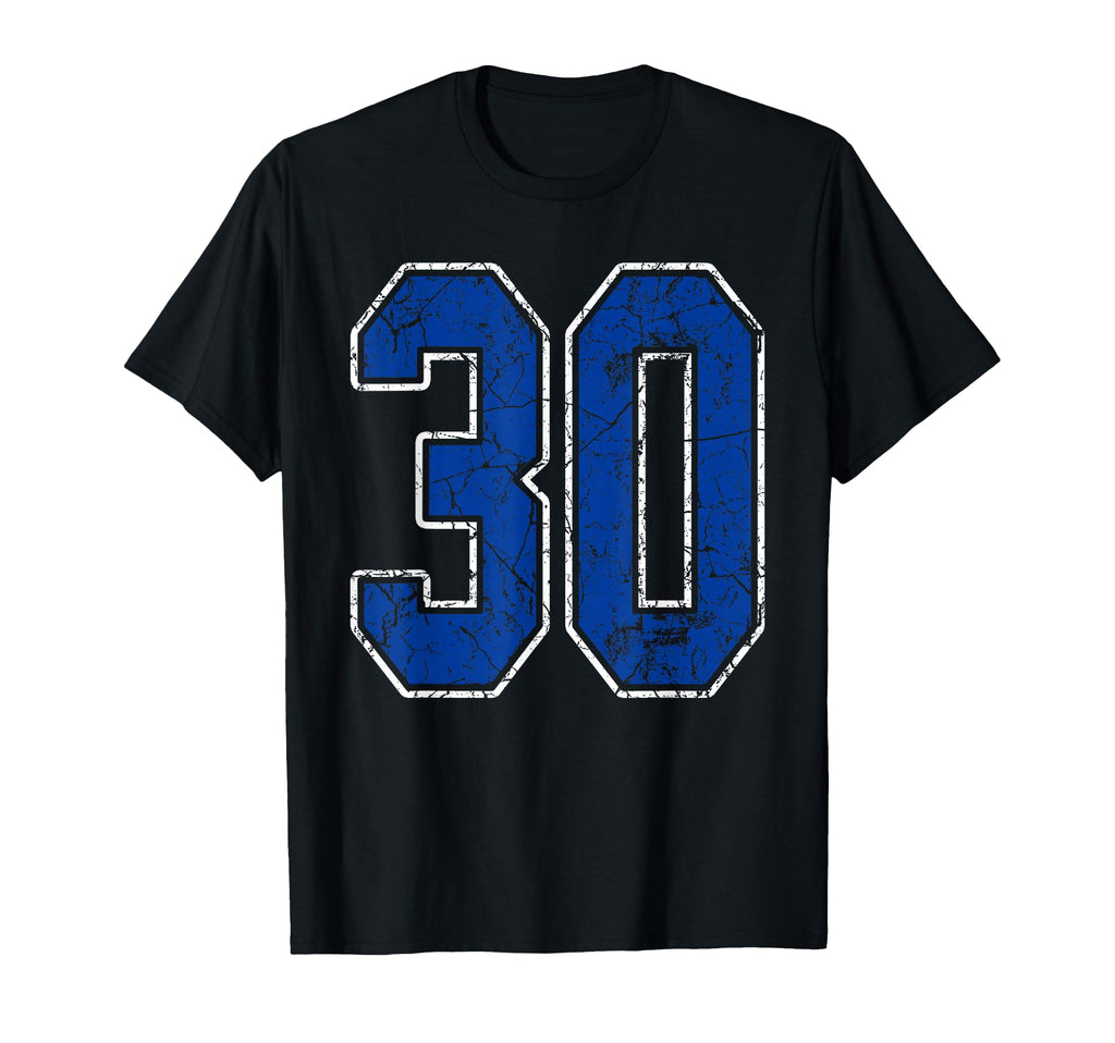 Royal Blue And White Number 30 T-Shirt - Custom Art Print for Adults - T-Shirt, Sweatshirt, Hoodie