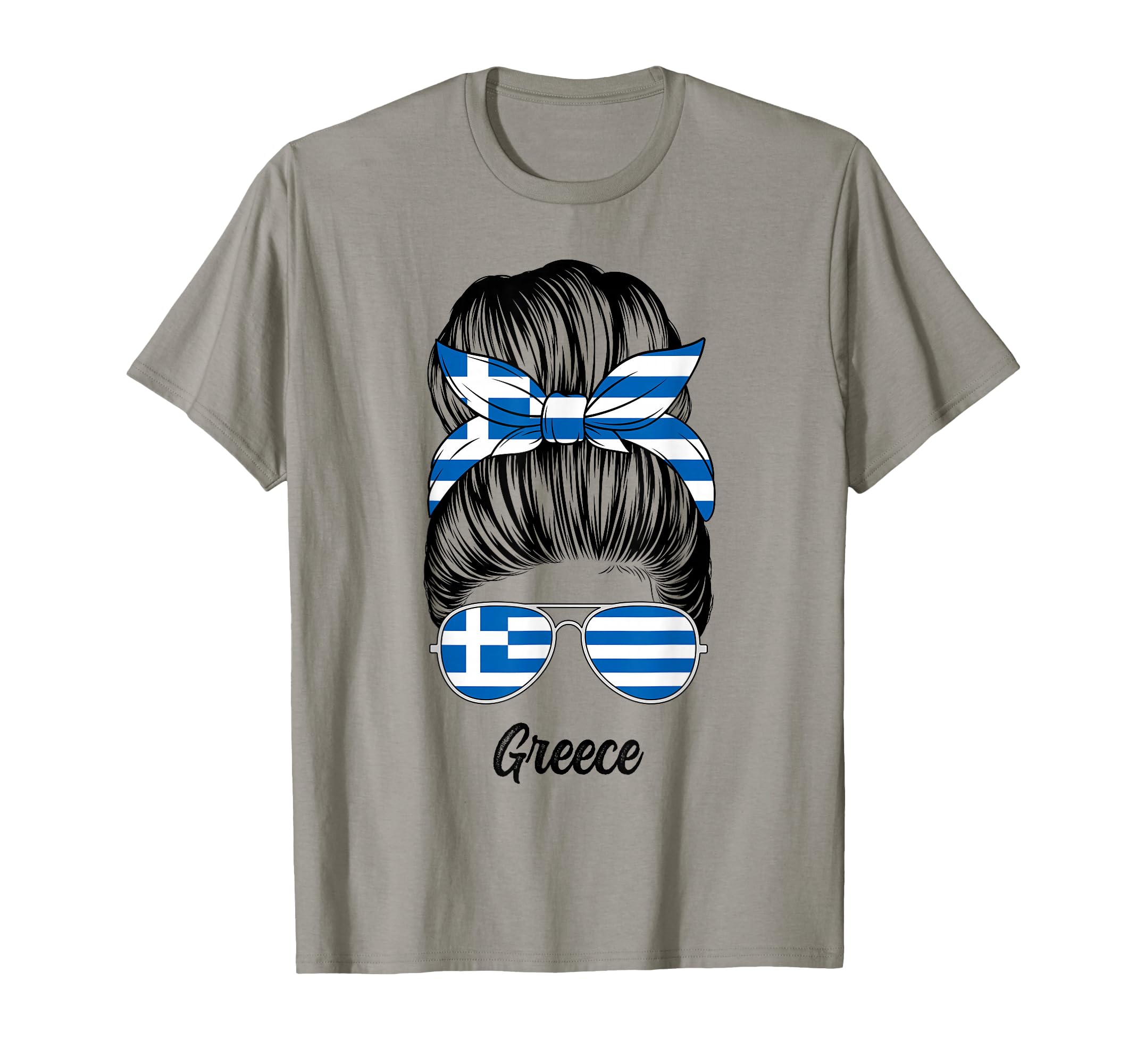 Greece Messy Bun Greece Flag T-Shirt - Streetwear Style for Adults - T-Shirt, Sweatshirt, Hoodie