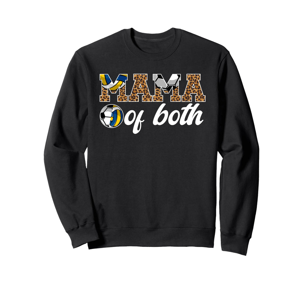 Mama Both Leopard Soccer Volleyball Sweatshirt - Trendy Graphic Men Women - T-Shirt, Sweatshirt, Hoodie