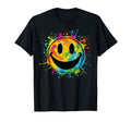 Happy Face Rainbow Tie Dye Splatter 70S T-Shirt - Trendy Graphic Men Women - T-Shirt, Sweatshirt, Hoodie