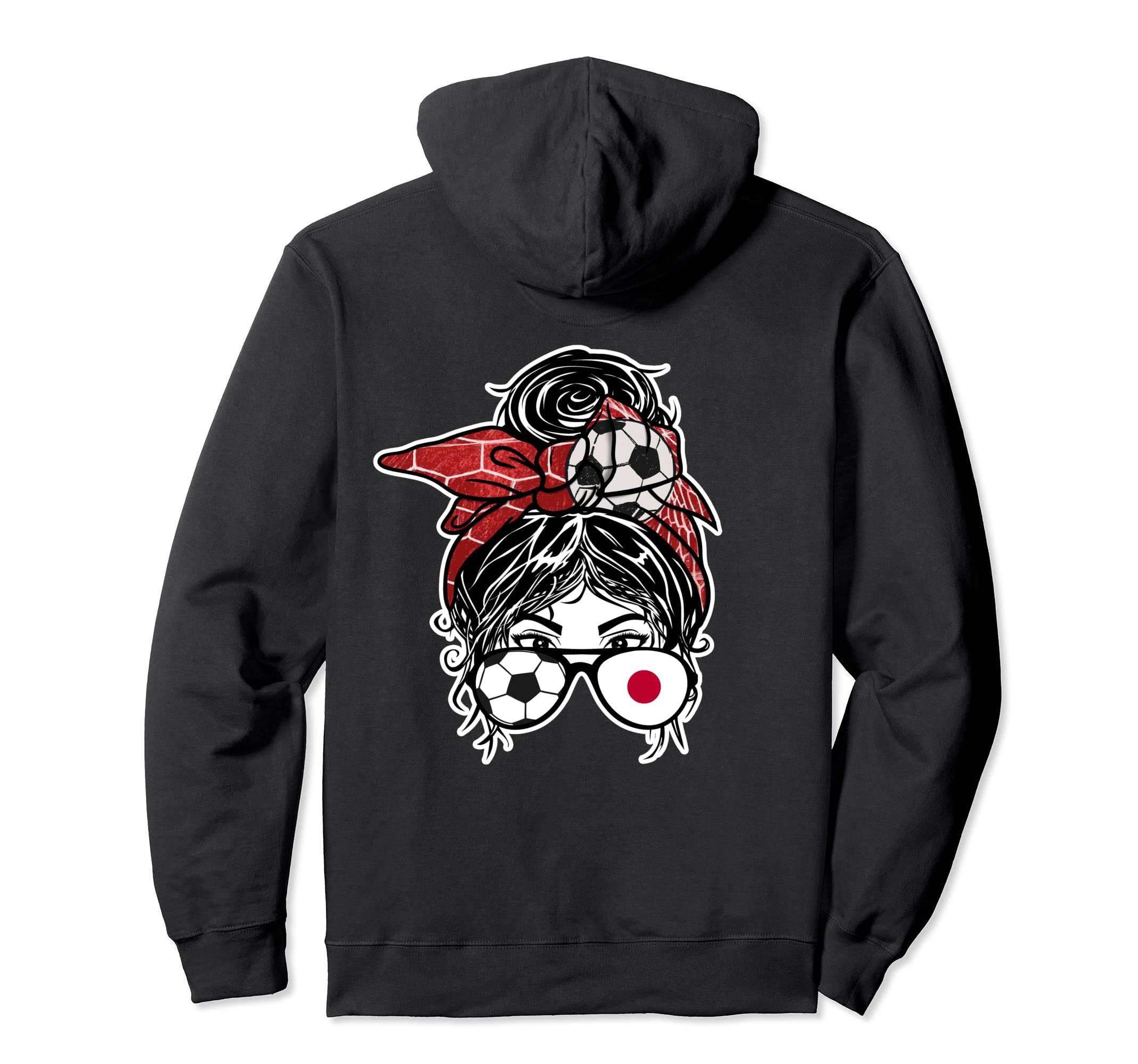 Messy Bun Hair Japanese Soccer Hoodie - Fun Novelty Design for Adults - T-Shirt, Sweatshirt, Hoodie