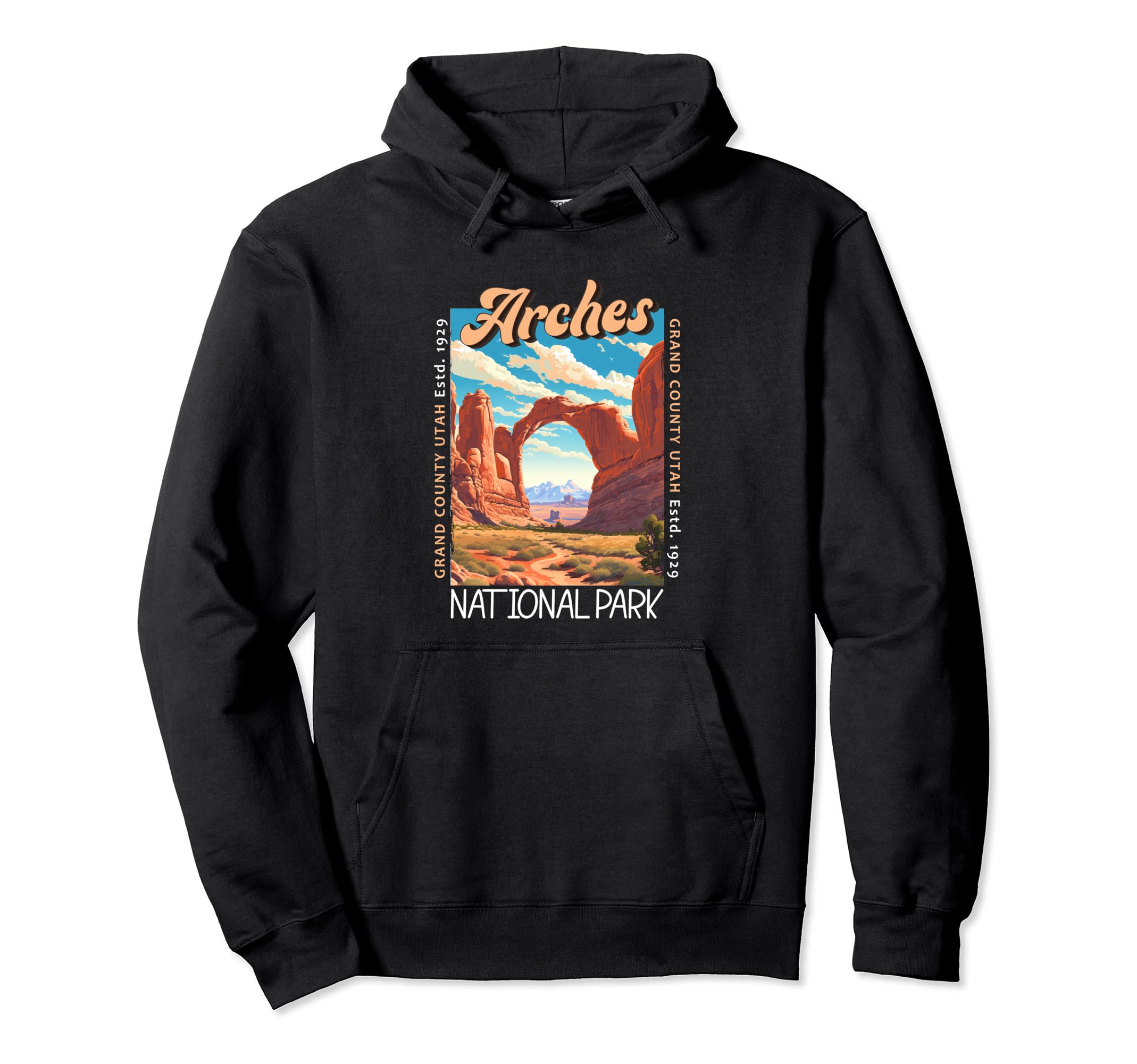 Arches National Park Utah Distressed Hoodie - Unique Graphic Unisex - T-Shirt, Sweatshirt, Hoodie