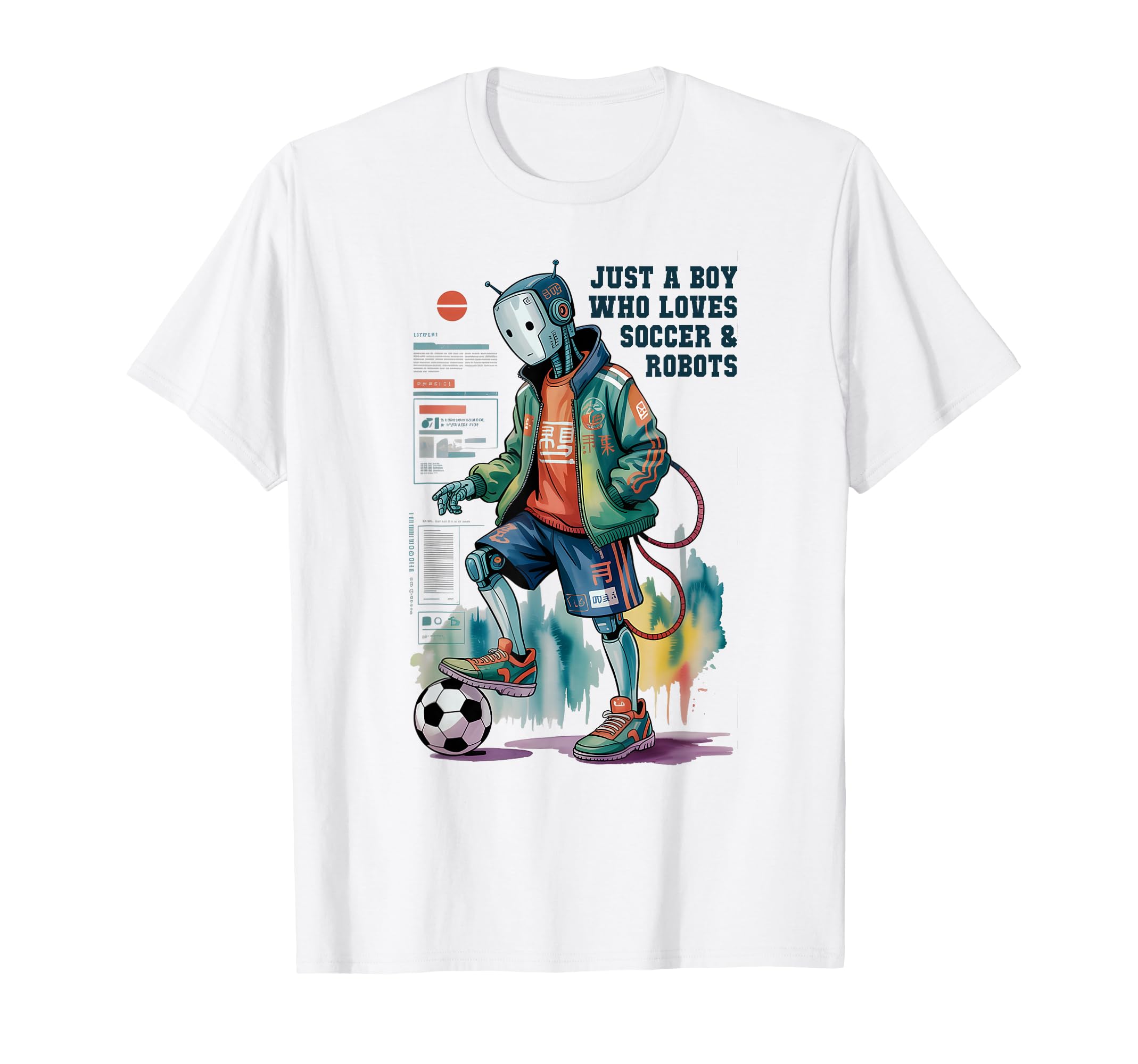 Just Who Loves Soccer Robots Play T-Shirt - Fun Novelty Design for Adults - T-Shirt, Sweatshirt, Hoodie