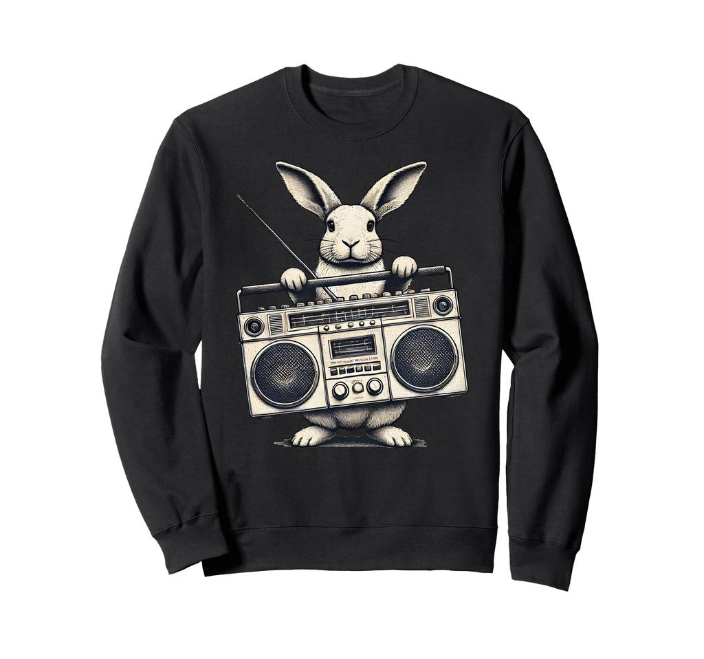 Hip Hop Easter Bunny Boombox Rabbit Sweatshirt - Novelty Apparel Unisex - T-Shirt, Sweatshirt, Hoodie