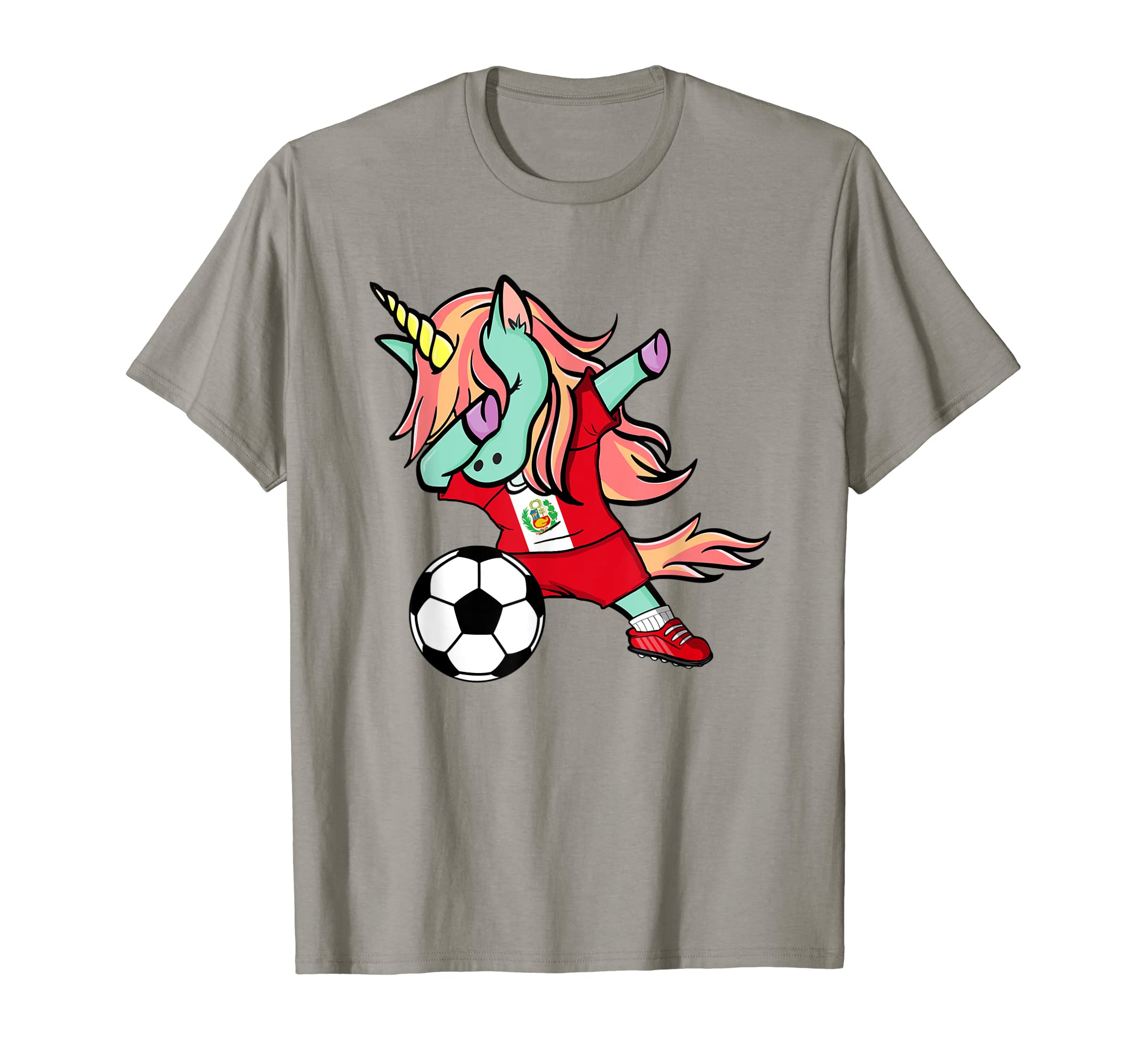 Dabbing Unicorn Peru Soccer Fans Jersey T-Shirt - Aesthetic Graphic Unisex - T-Shirt, Sweatshirt, Hoodie