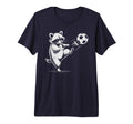 Kawaii Soccer Ball Raccoon Kicking T-Shirt - Trendy Graphic Men Women - T-Shirt, Sweatshirt, Hoodie