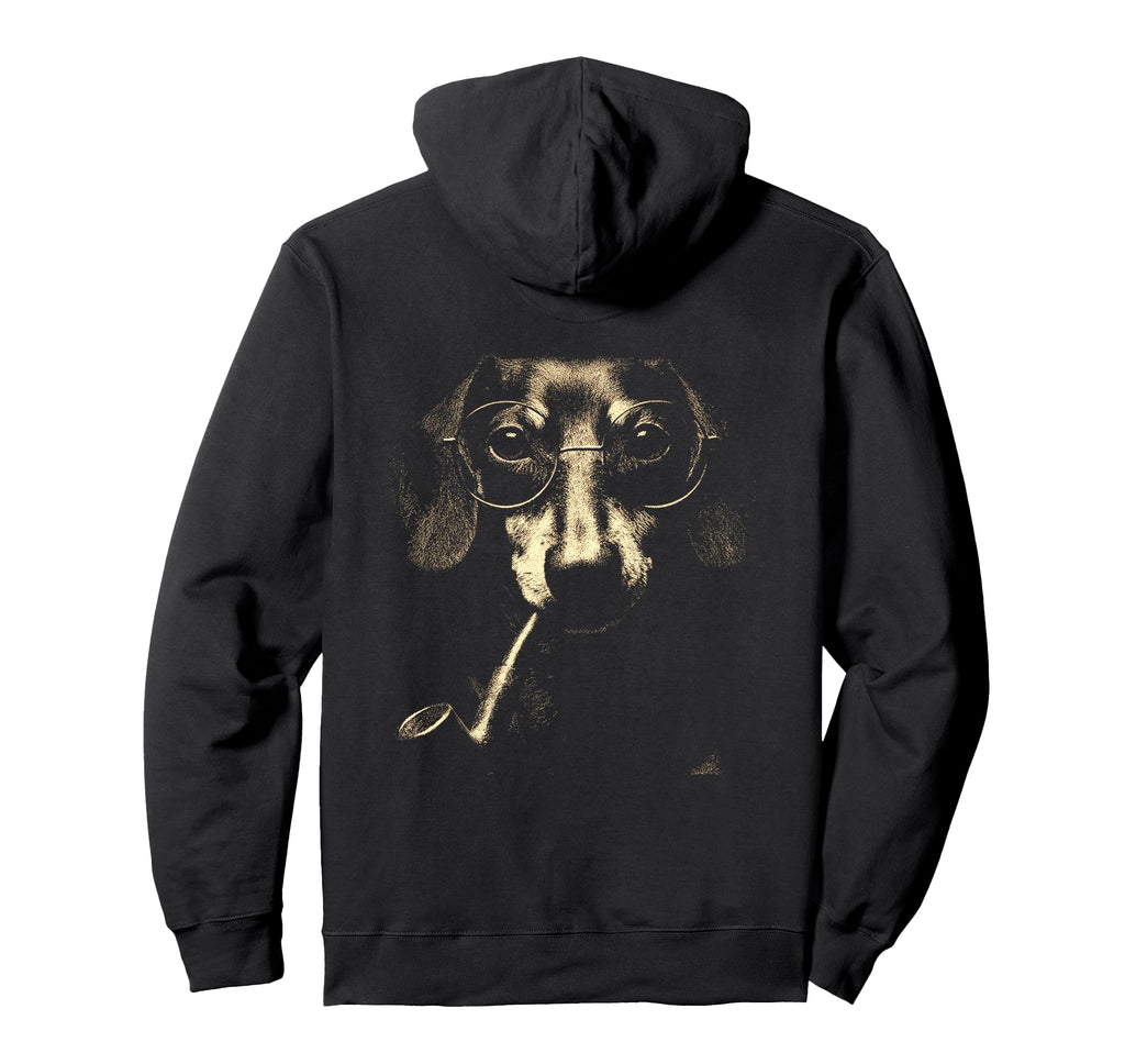 Dachshund Smoking Pipe Glasses Grunge Meme Hoodie - Unique Graphic Unisex - T-Shirt, Sweatshirt, Hoodie