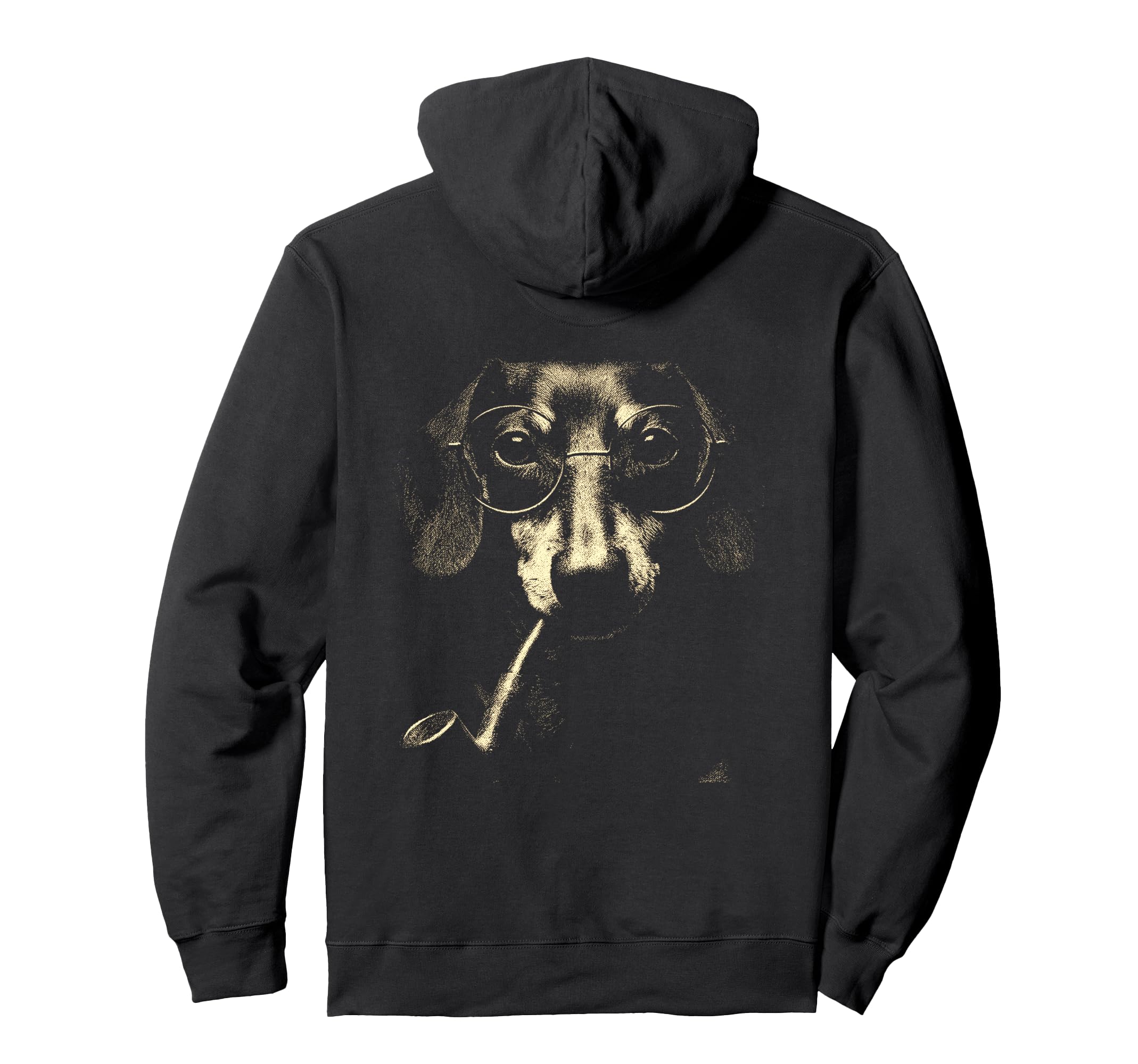 Dachshund Smoking Pipe Glasses Grunge Meme Hoodie - Unique Graphic Unisex - T-Shirt, Sweatshirt, Hoodie