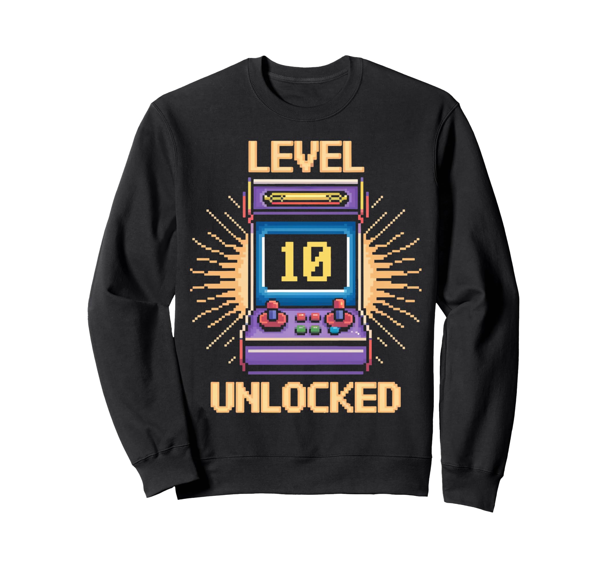 Level 10 Unlock Birthday Gamer 10 Year Sweatshirt - Novelty Apparel Unisex - T-Shirt, Sweatshirt, Hoodie