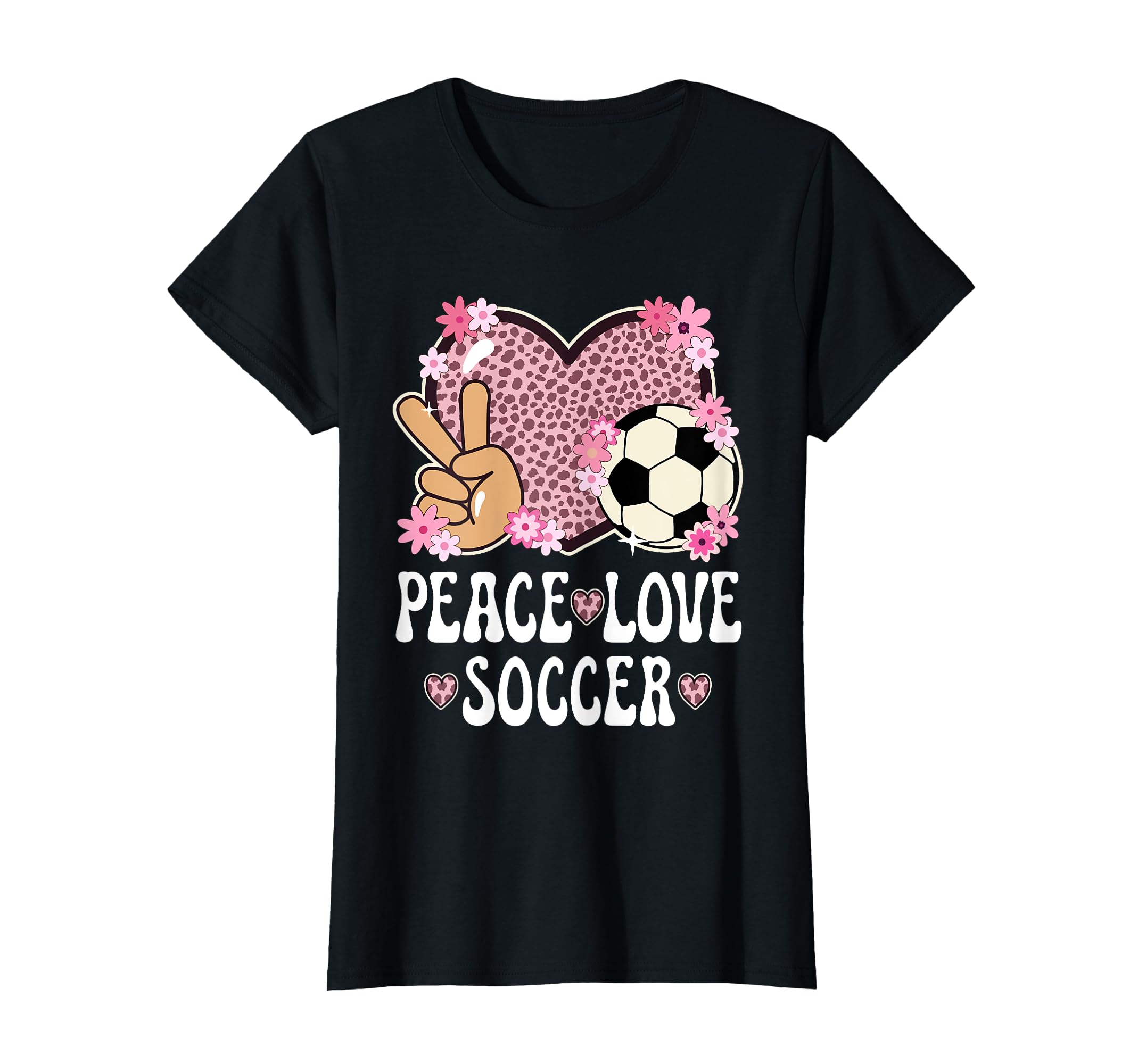 Peace Love Soccer Lover Outfit Cheetah T-Shirt - Unique Graphic for Adults - T-Shirt, Sweatshirt, Hoodie