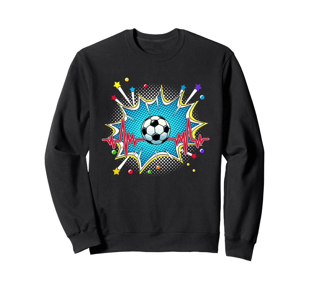 Soccer Pop Art Comic Heartbeat Sweatshirt - Aesthetic Graphic for Adults - T-Shirt, Sweatshirt, Hoodie