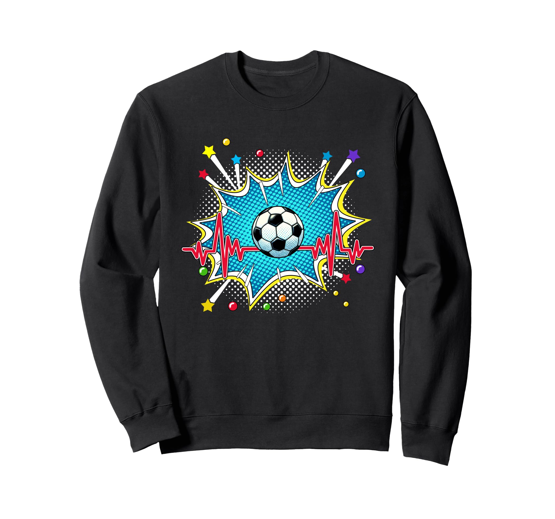 Soccer Pop Art Comic Heartbeat Sweatshirt - Aesthetic Graphic for Adults - T-Shirt, Sweatshirt, Hoodie