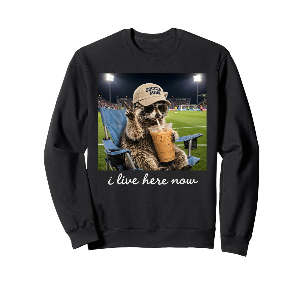Funny Raccoon Soccer Mama Field I Sweatshirt - Novelty Apparel for Adults - T-Shirt, Sweatshirt, Hoodie